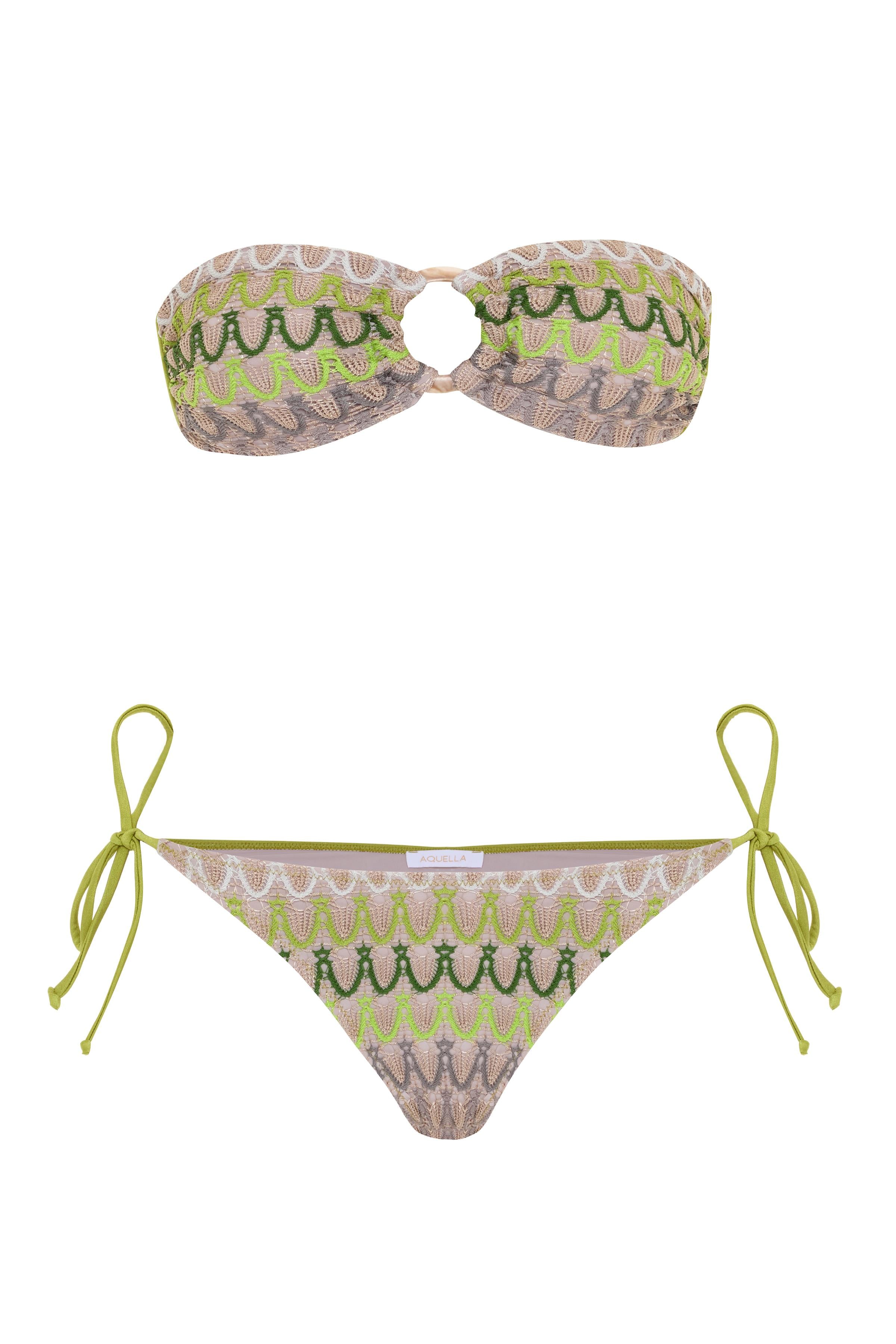 Arkası Büzgülü Triko Üçgen Bikini Takım