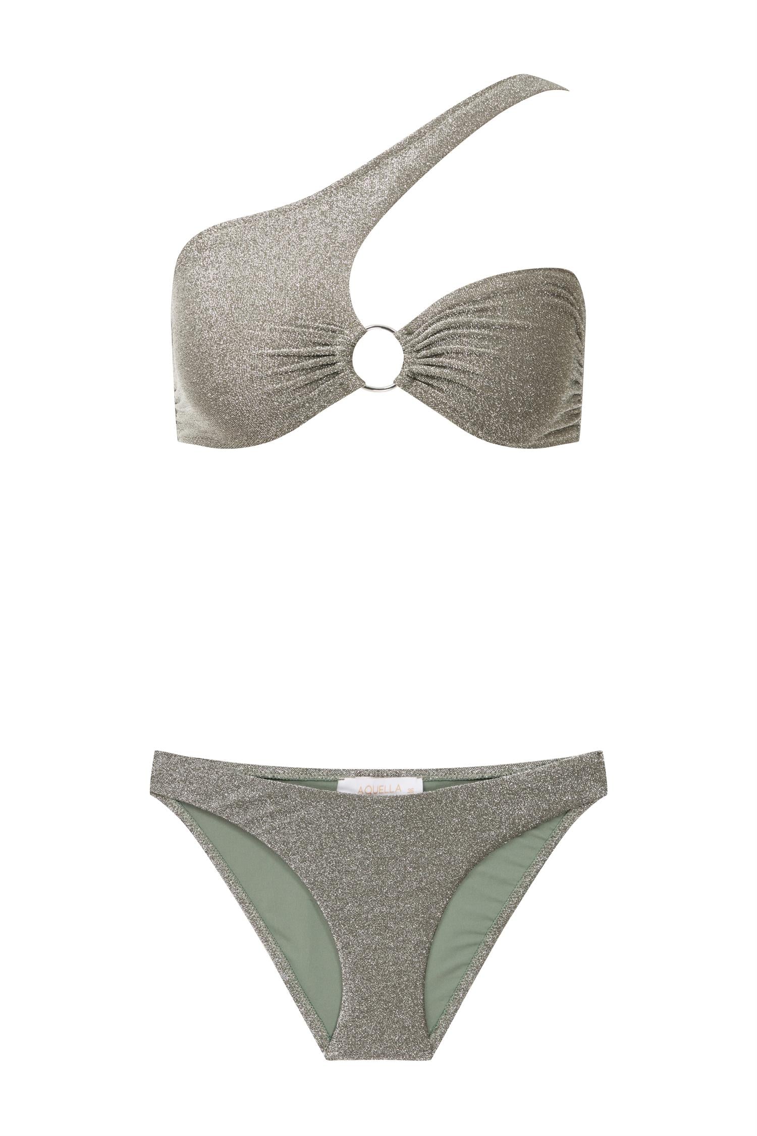 Asimetrik Lureks Haki Bikini Takım