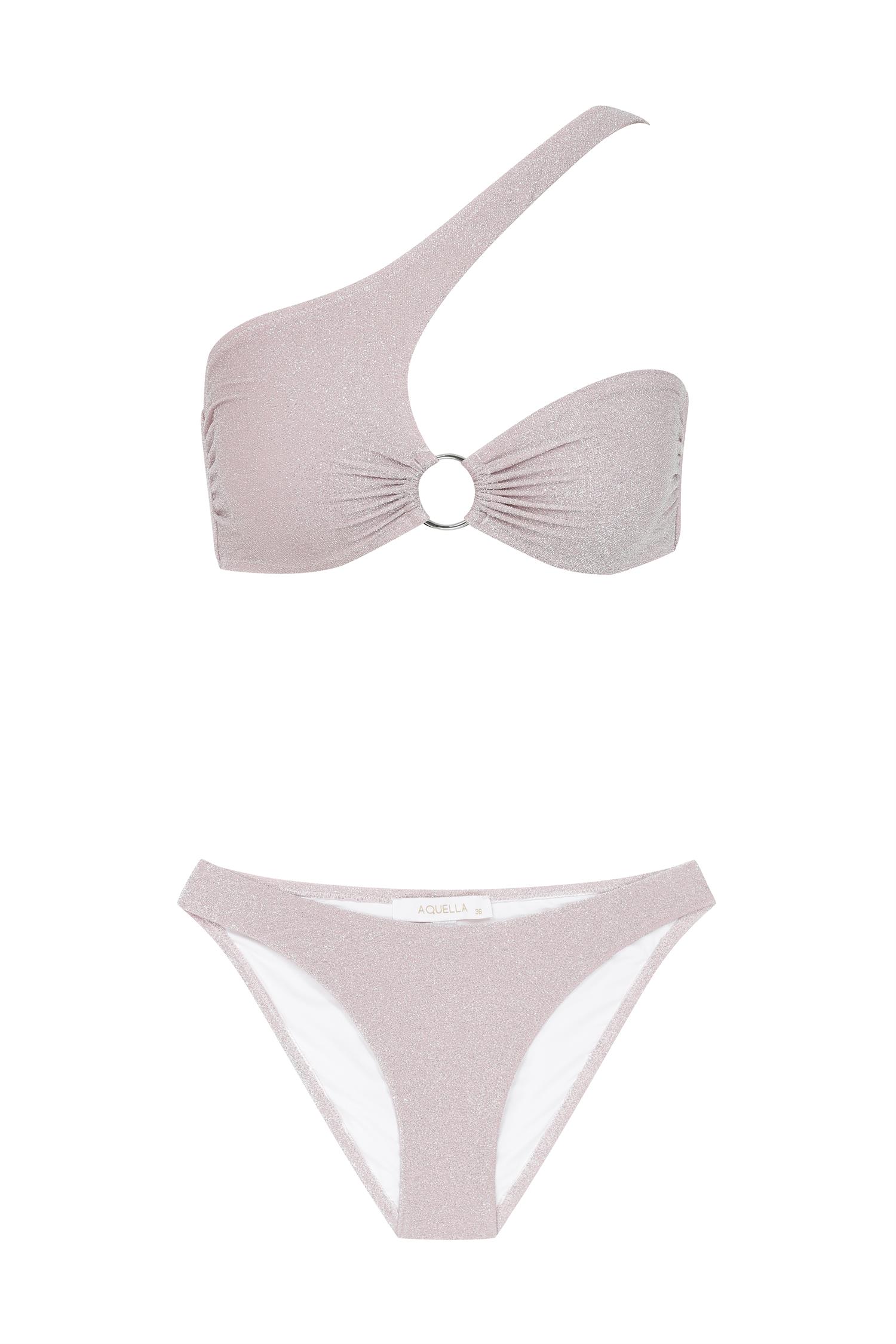 Asimetrik Lureks Pudra Bikini Takım