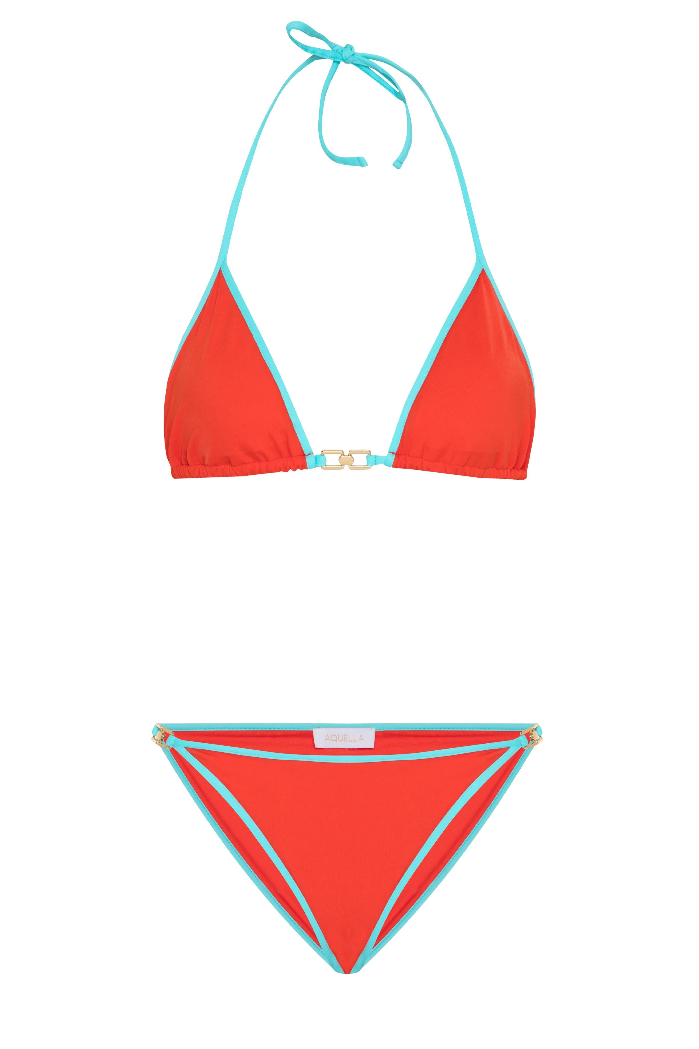 Biye Detaylı Aksesuarlı Kırmızı Bikini Takım