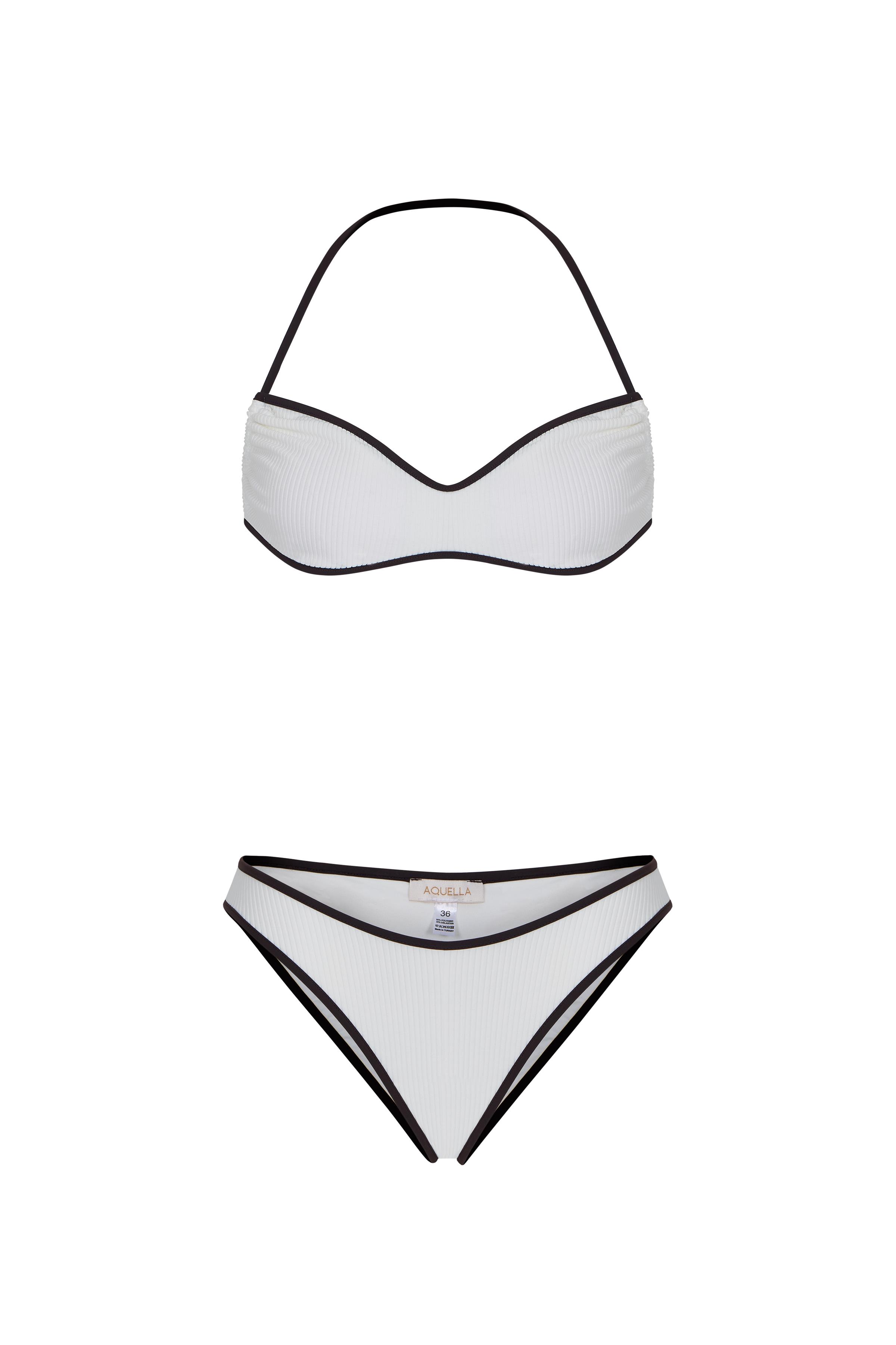 Biye Detaylı Ekru Straplez Bikini Takım