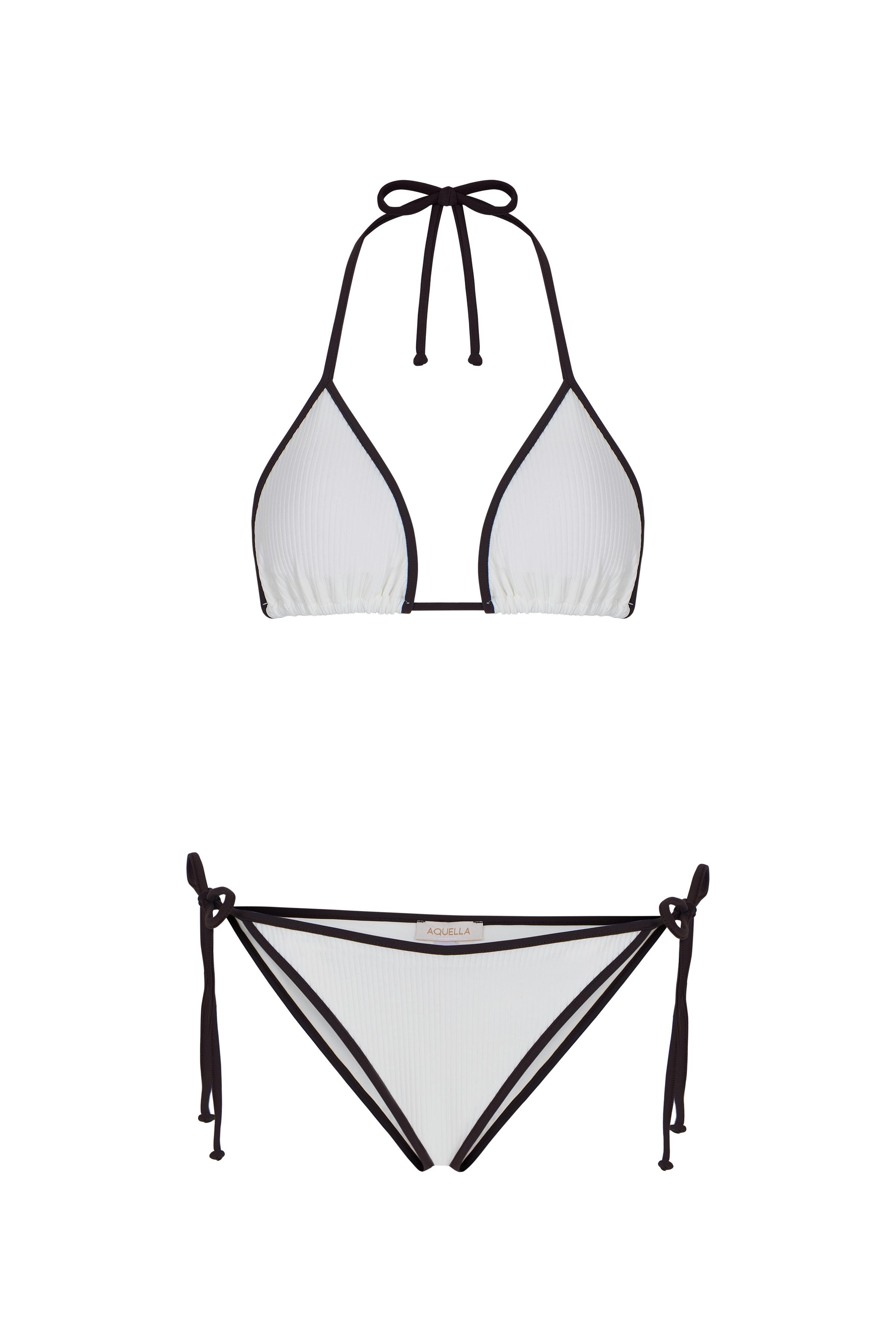 Biye Detaylı Ekru Üçgen Bikini Takım