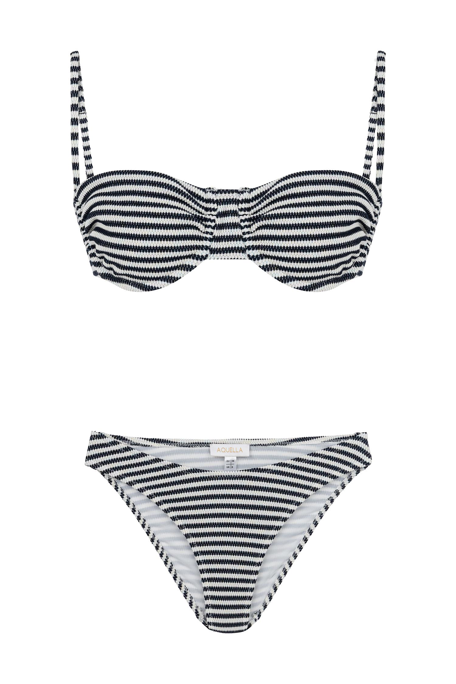 Dokulu Çizgili Balenli Bikini Takım