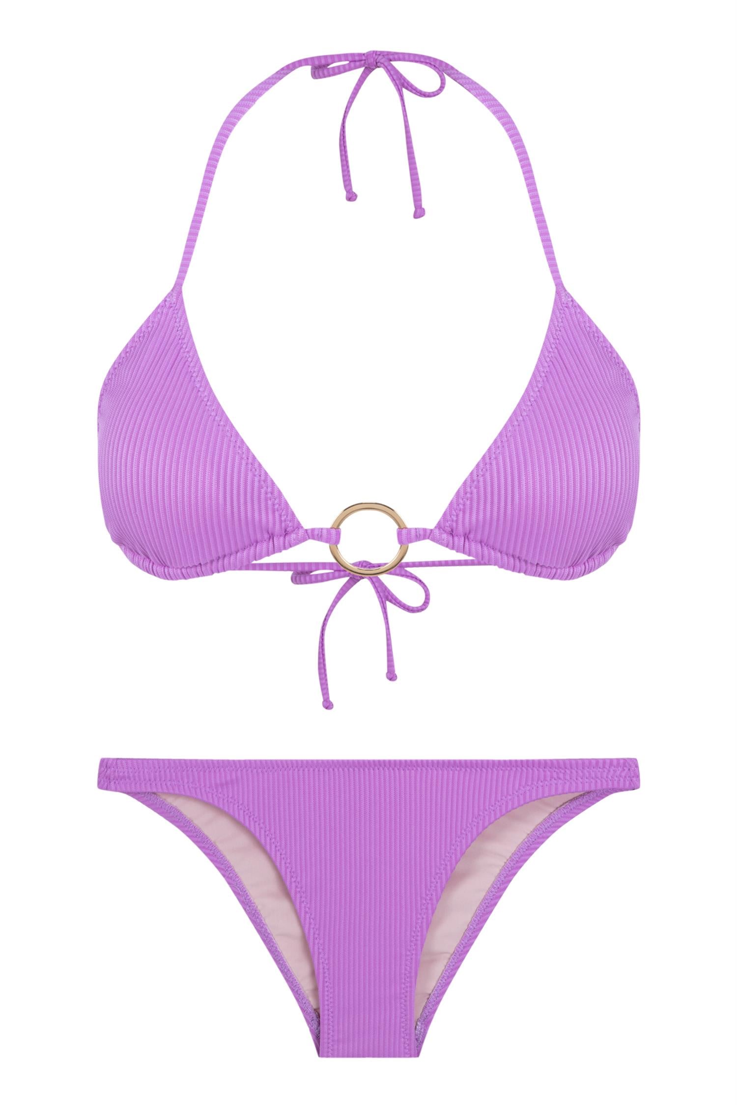 Dokulu Lila Üçgen Bikini Takım