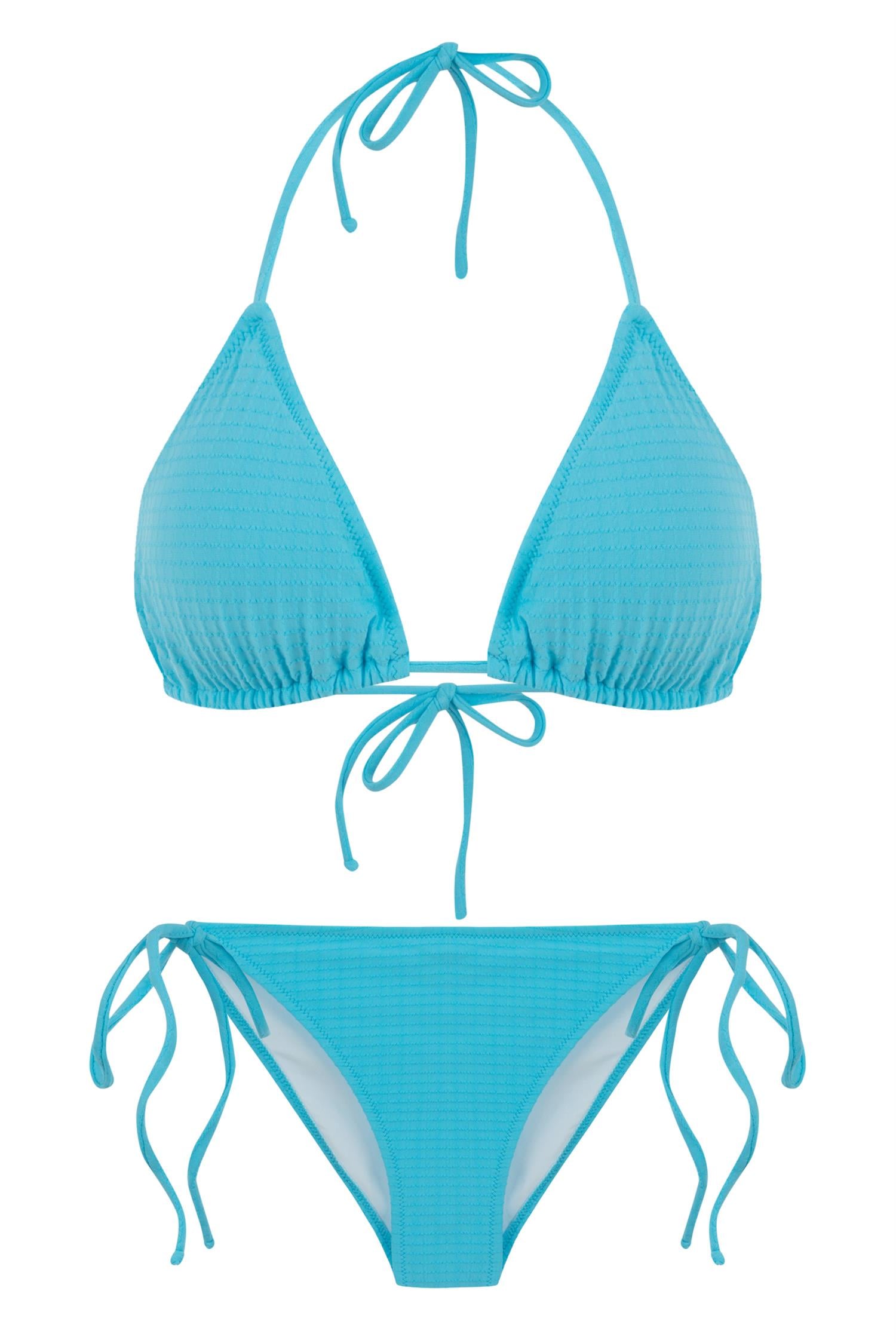Dokulu Mavi Üçgen Bikini Takım