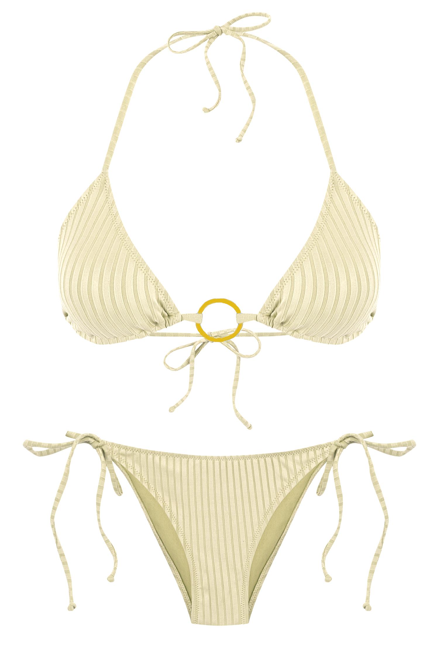 Dokulu Örme Üçgen Bikini Takım