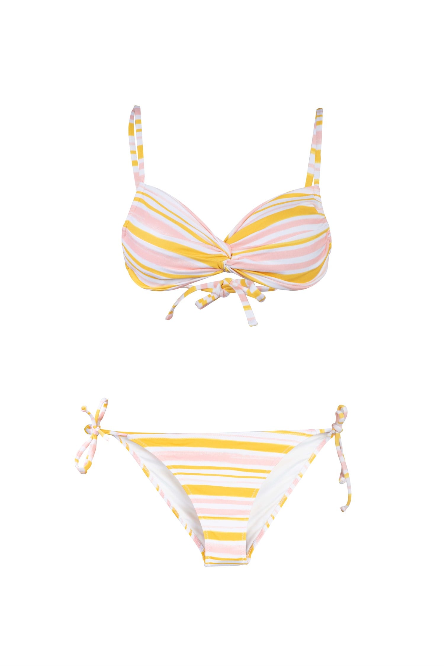 Dönmeli Straplez Çizgili Çok Renkli Bikini Takım