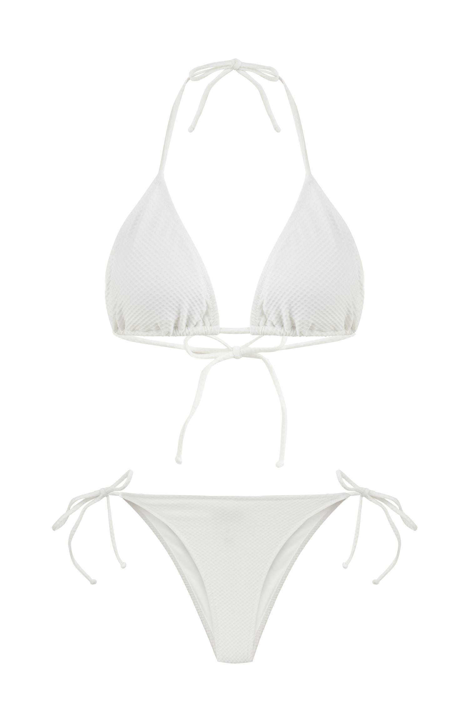 Gri Lureks Büzgülü Üçgen Bikini Takım