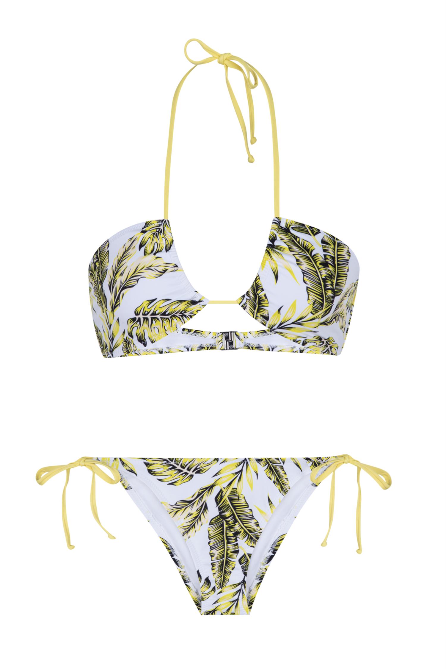 Halter Yaka Desenli Bikini Takım