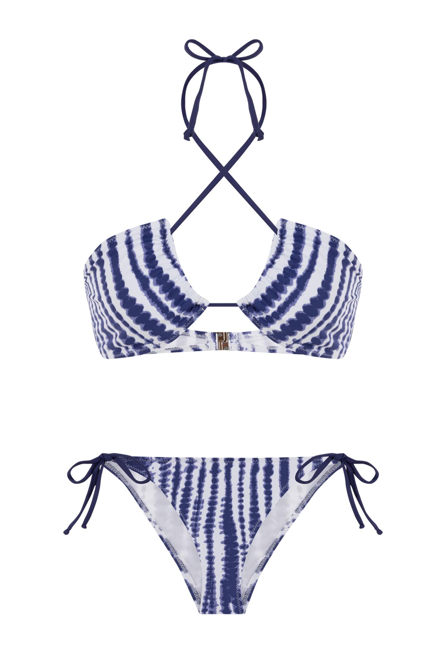 Halter Yaka Desenli Bikini Takım