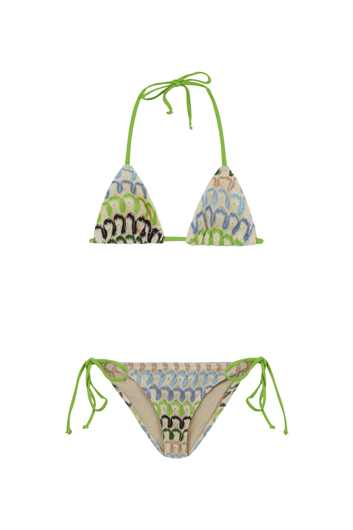 Kız Çocuk Üçgen Renkli Triko Bikini Takım
