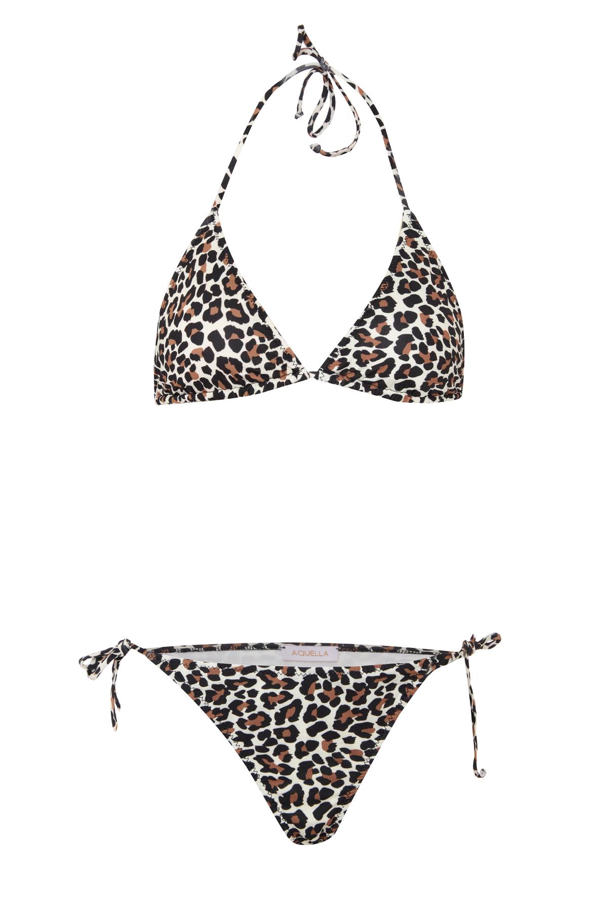 Leopar Desen Üçgen Bikini Takım