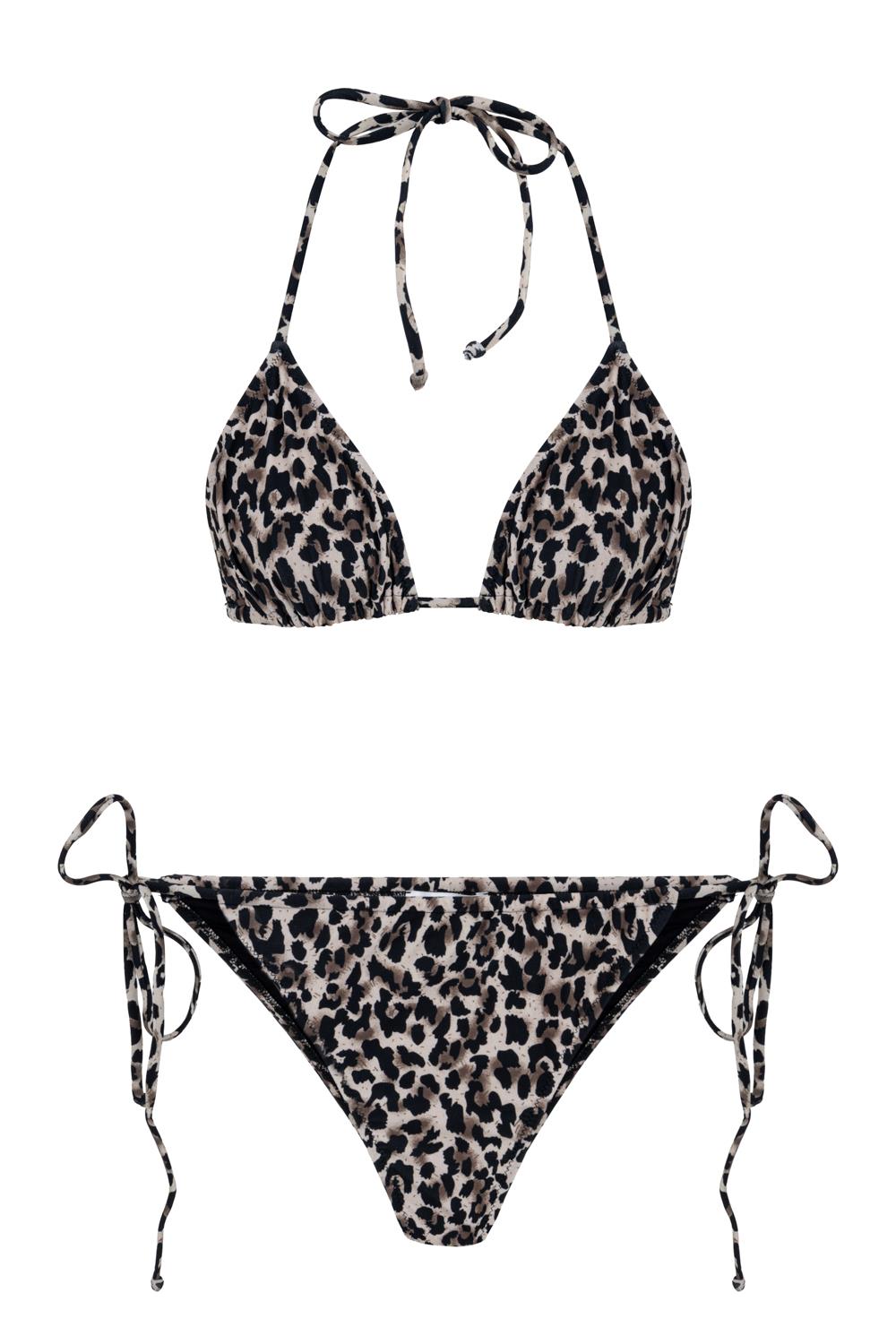 Leopar Desenli Üçgen Bikini Takım