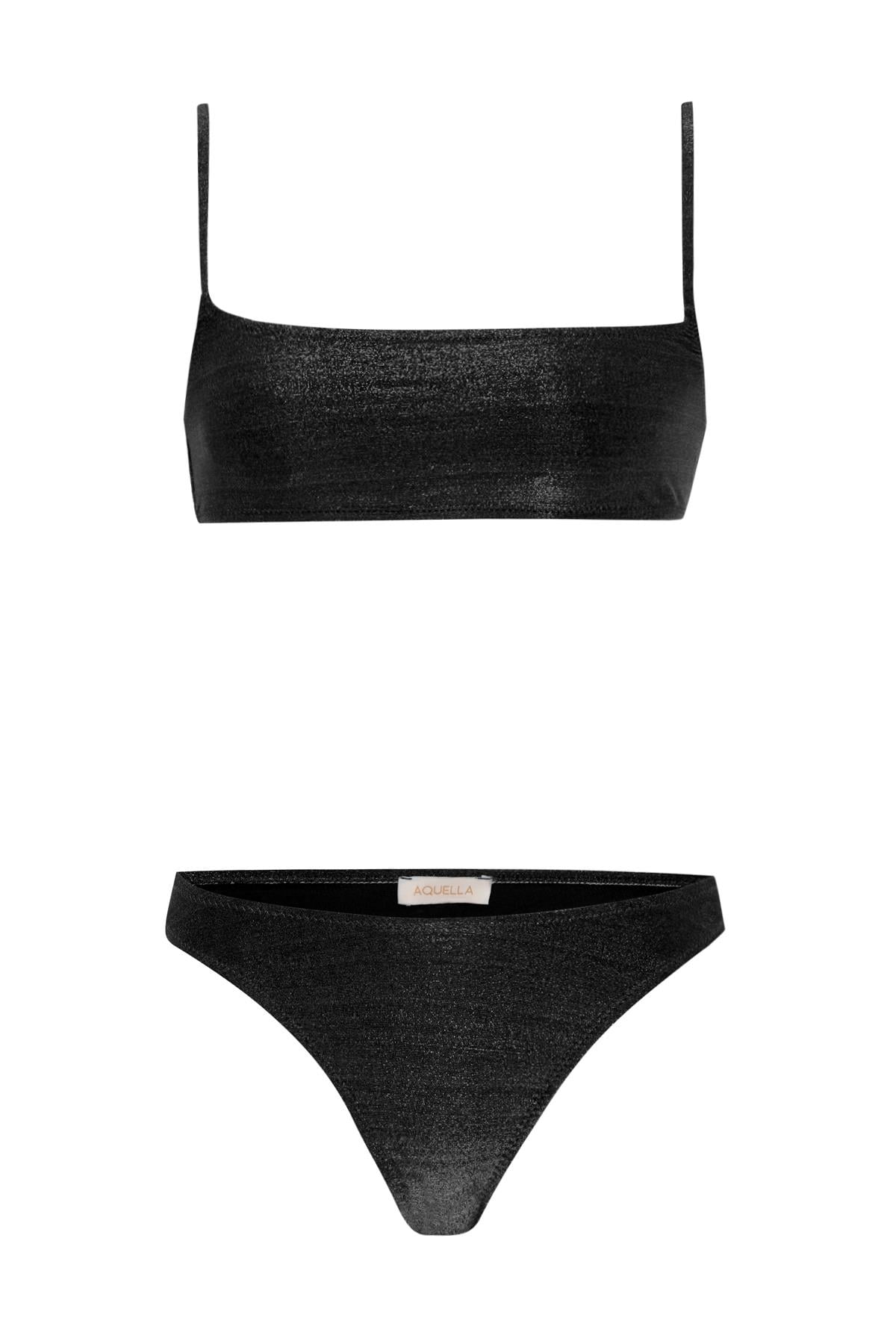 Lurex Siyah Straplez Bikini