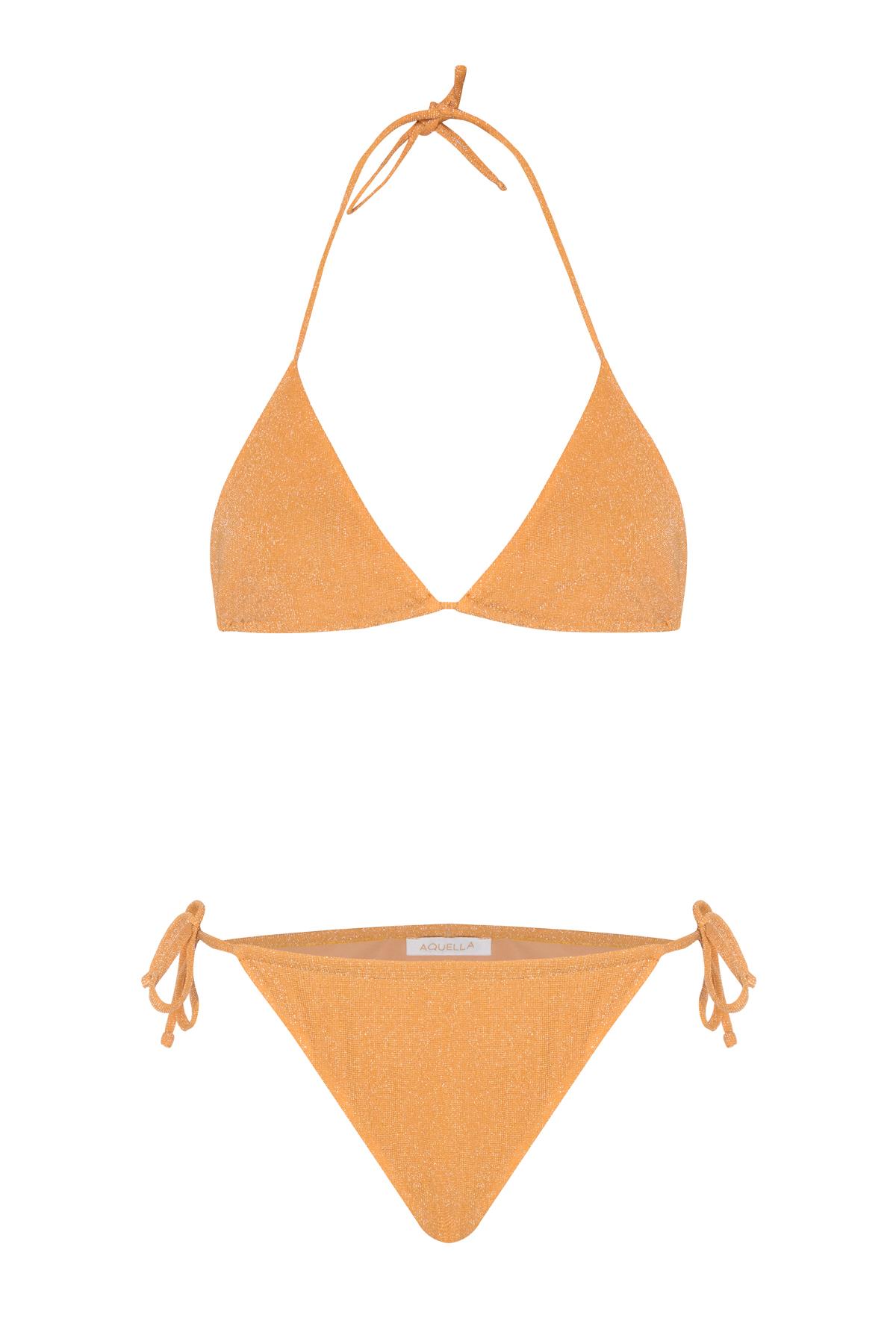 Lurex Turuncu Üçgen Bikini Takım
