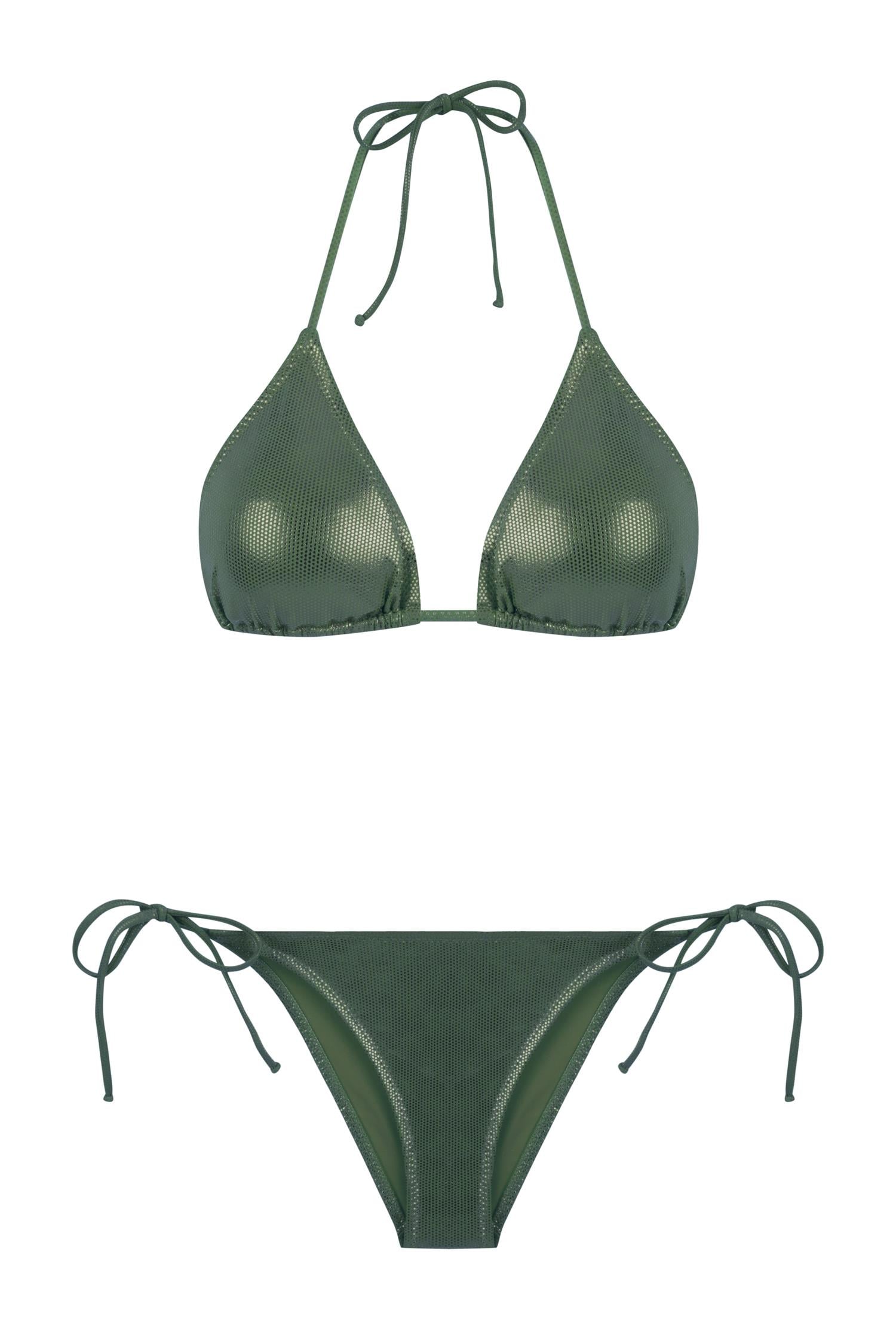 Parlak Yeşil Üçgen Bikini Takım