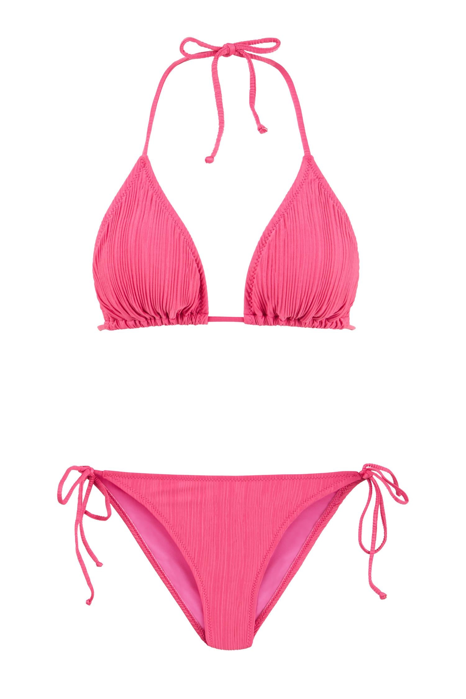 Pilili Fuşya Üçgen Bikini Takım