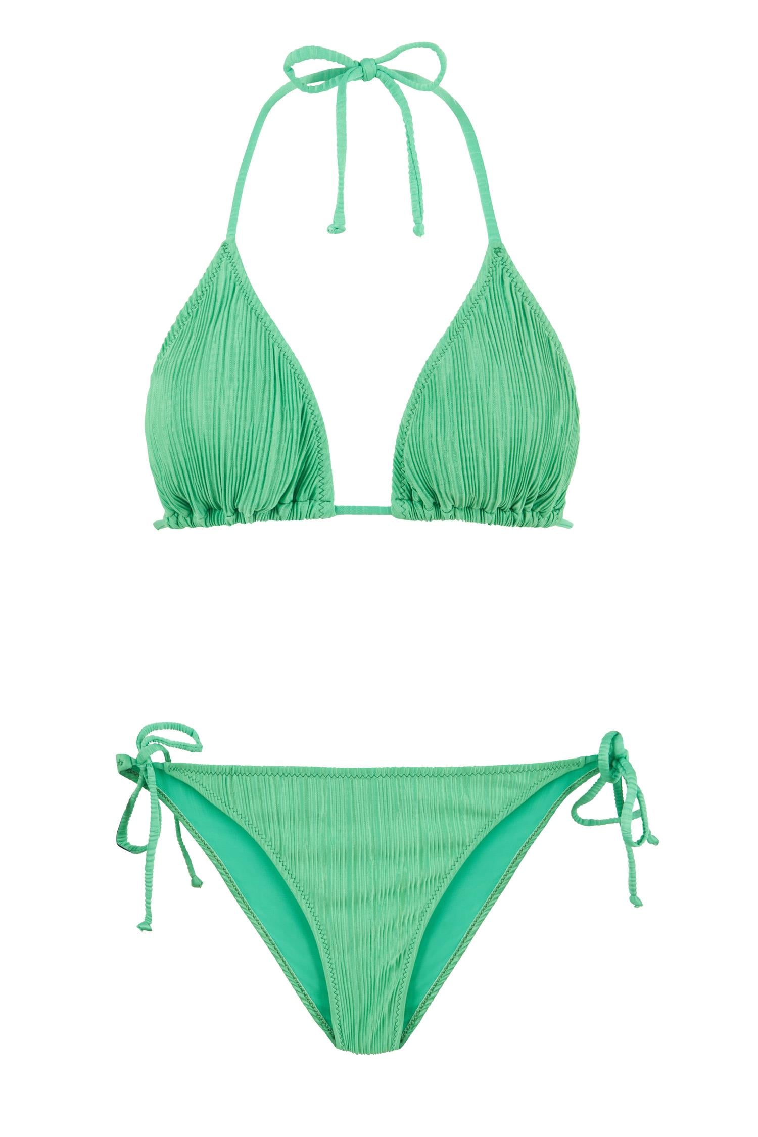 Pilili Yeşil Üçgen Bikini Takım