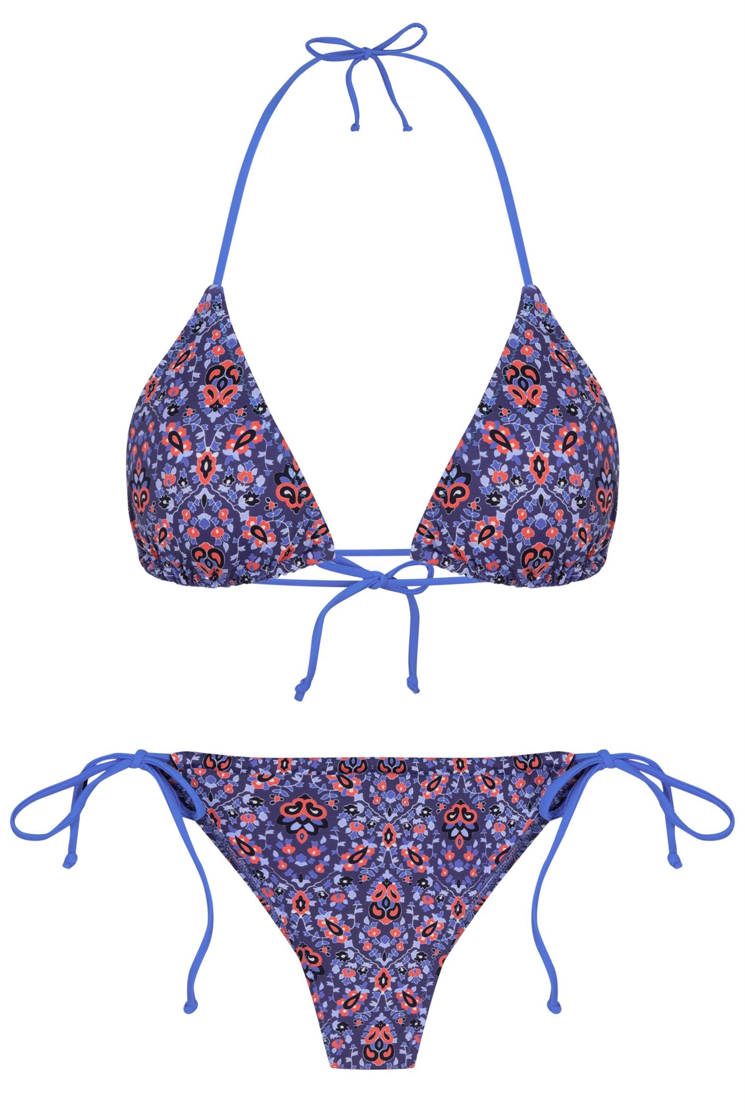 Renkli Desenli Üçgen Bikini Takım
