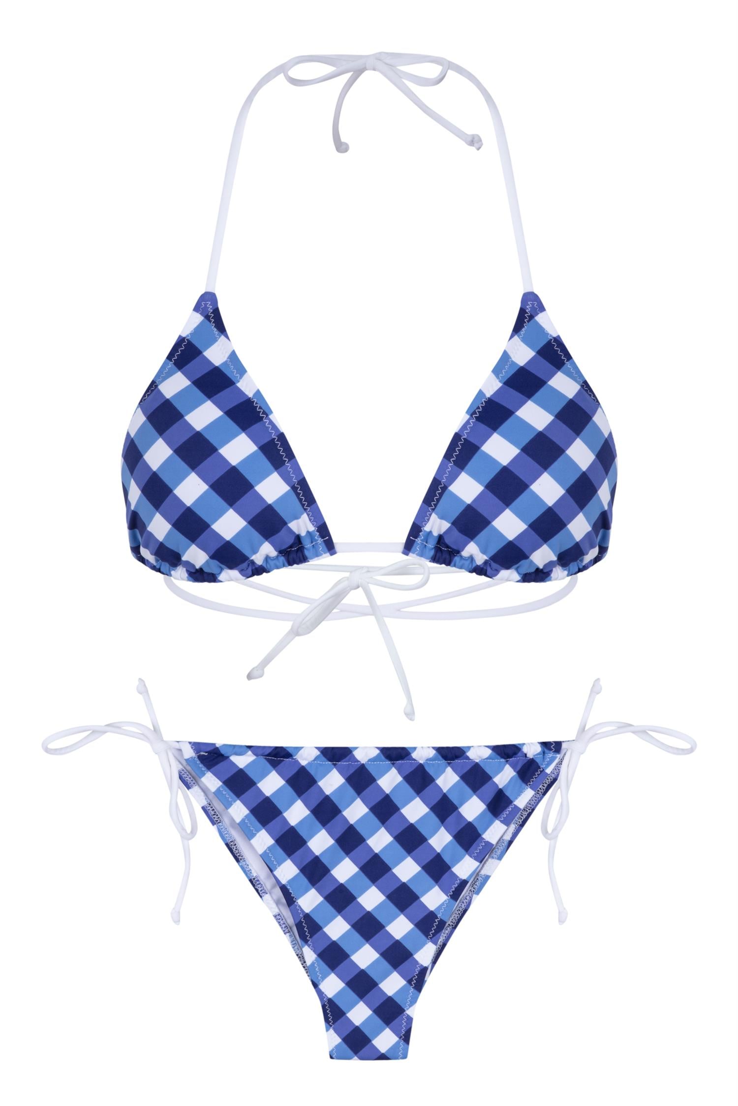 Renkli Desenli Üçgen Bikini Takım