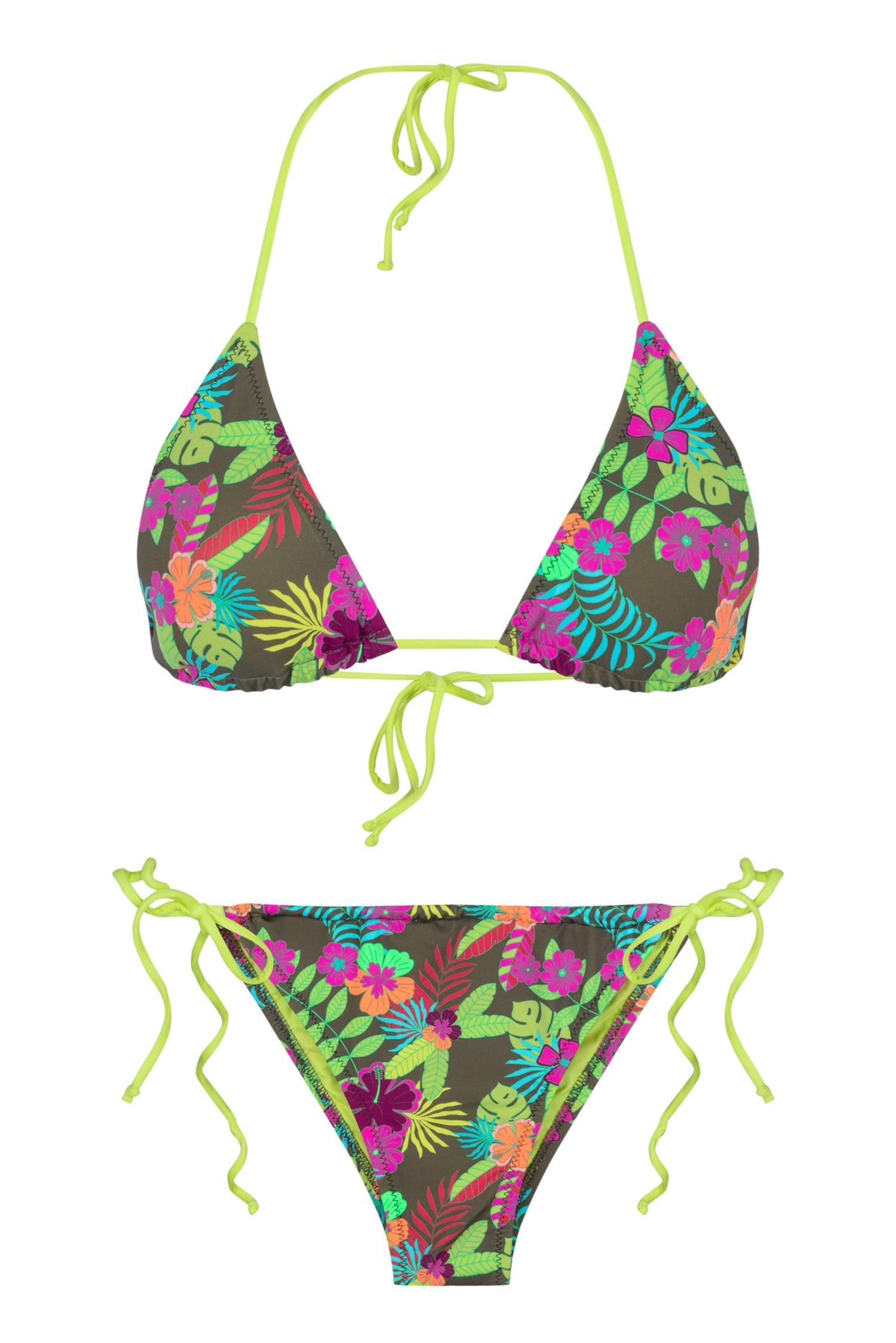Renkli Desenli Üçgen Bikini Takım