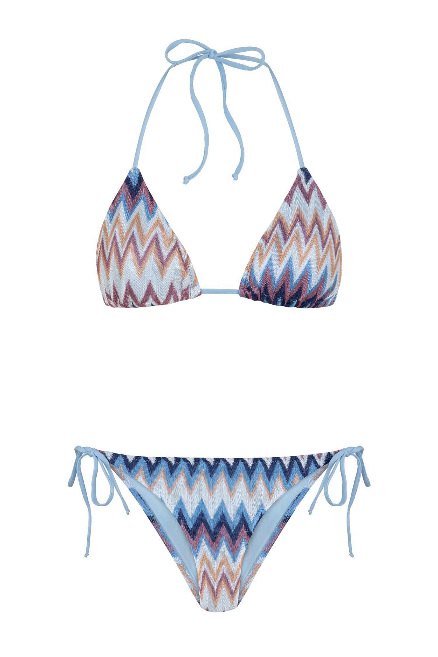 Renkli Triko Üçgen Bikini Takım