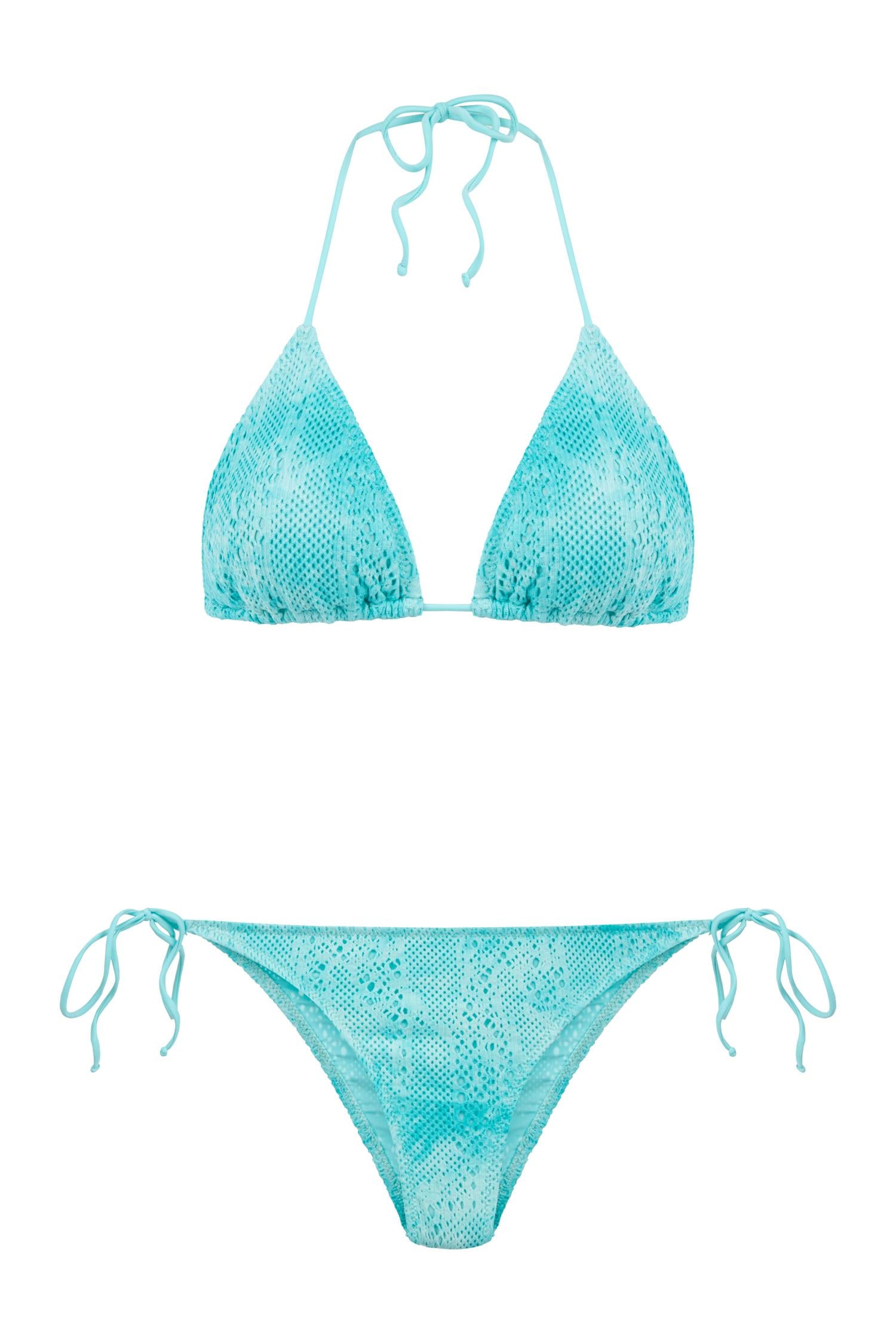 Renkli Triko Üçgen Bikini Takım