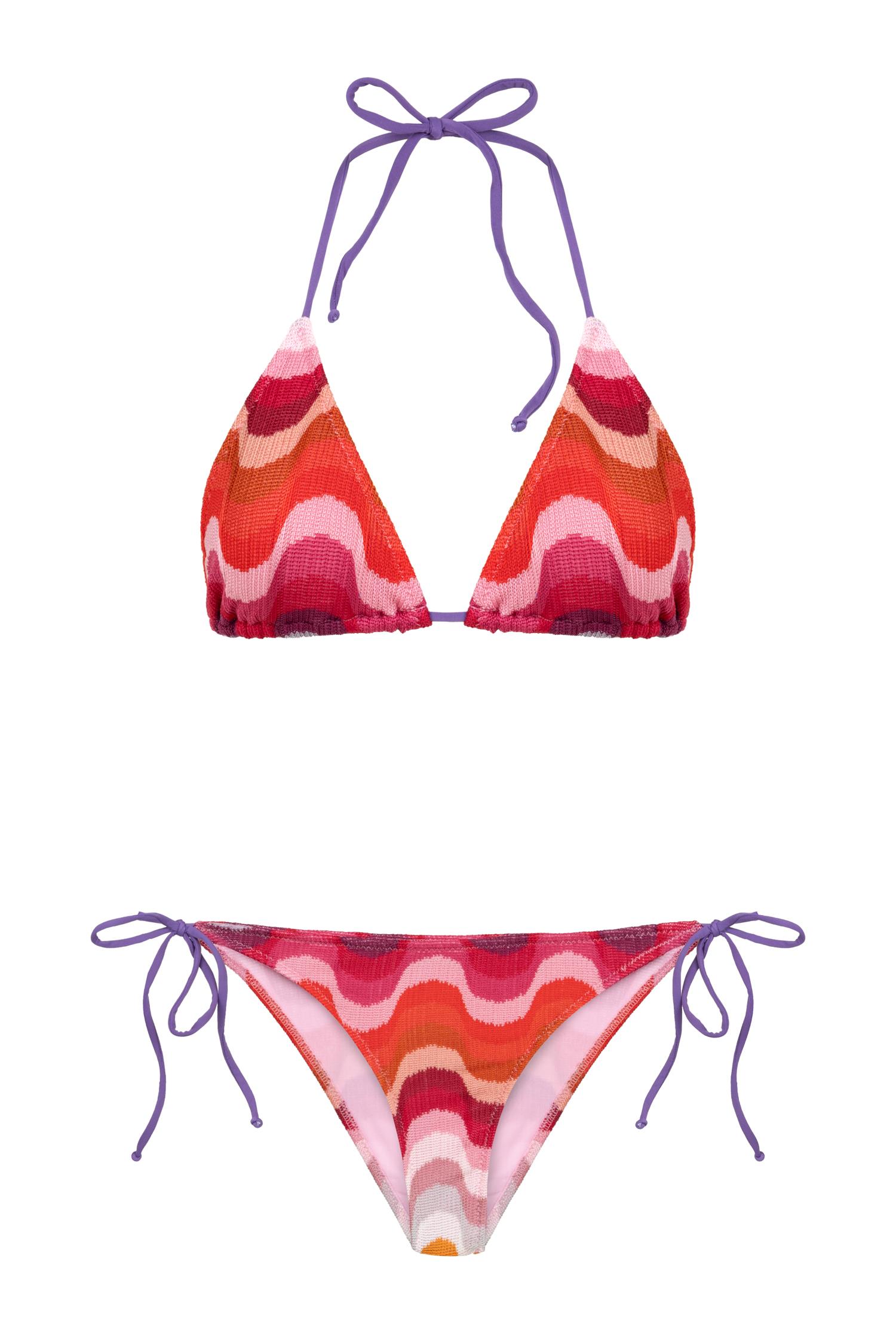 Renkli Triko Üçgen Bikini Takım