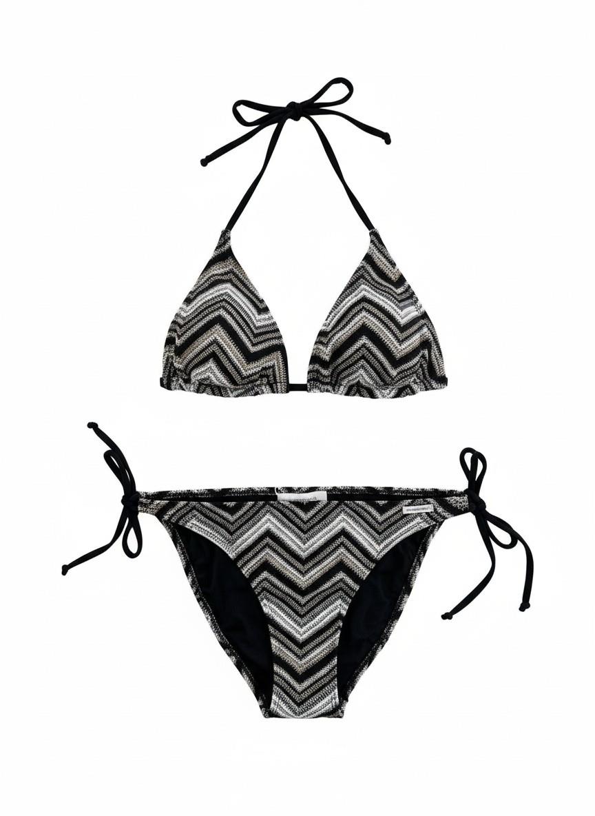 Renkli Triko Üçgen Bikini Takım