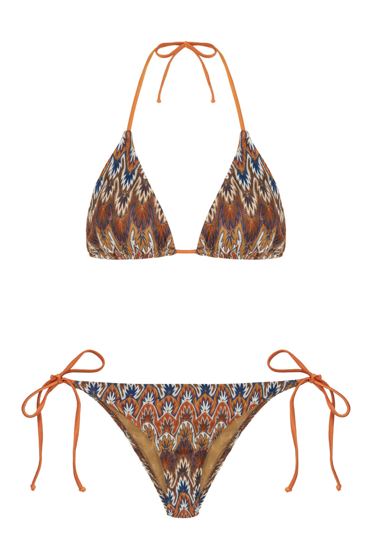 Renkli Triko Üçgen Bikini Takım