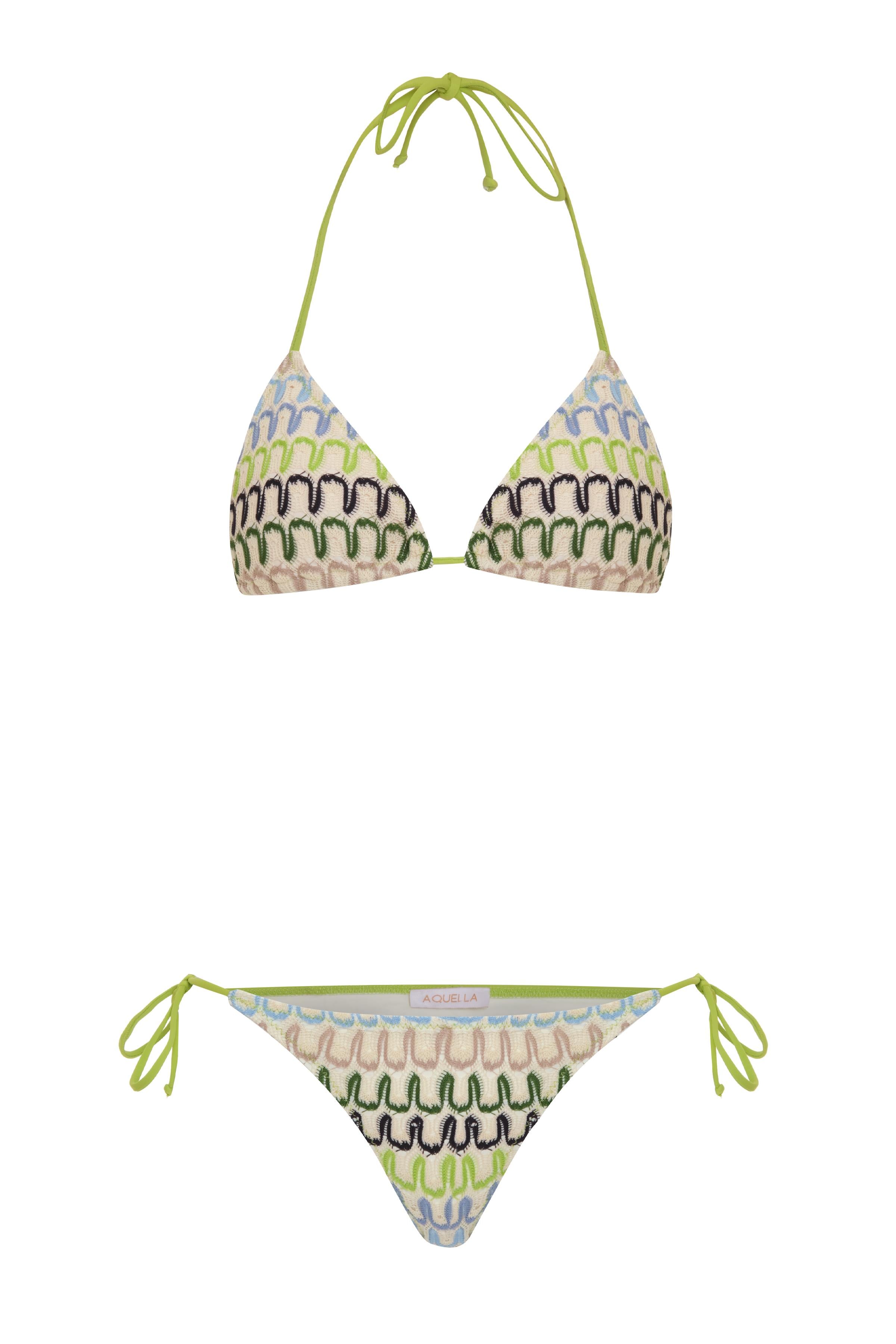 Sırtı Büzgülü Triko Bikini Takım