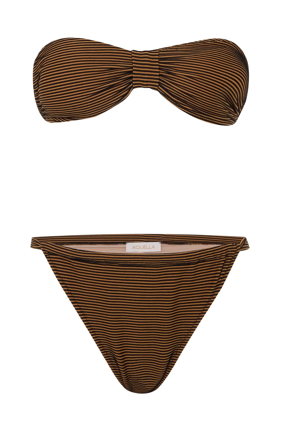 Siyah Çizgili Straplez Bikini