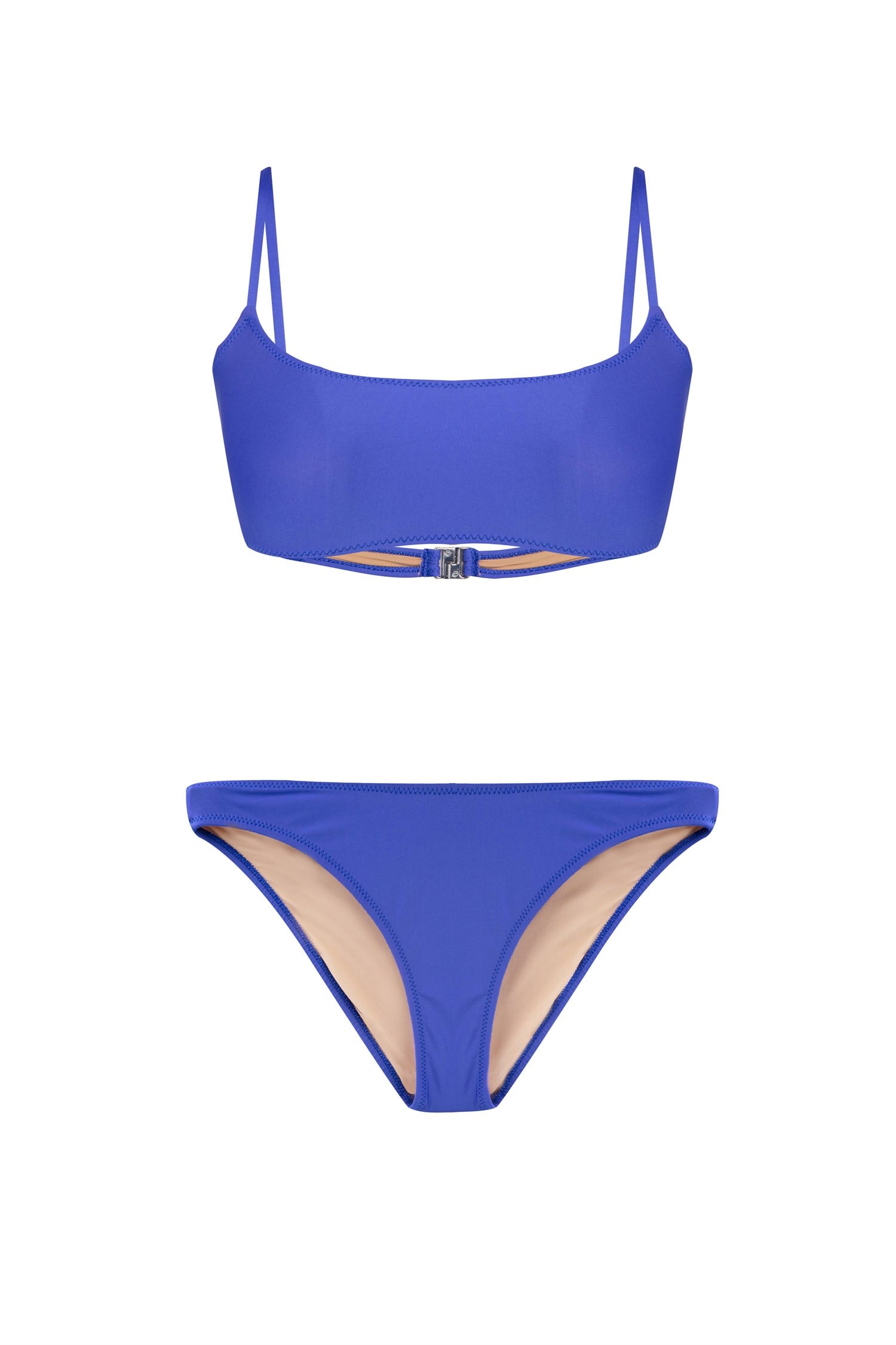 Straplez Saks Mavi Bikini Takım