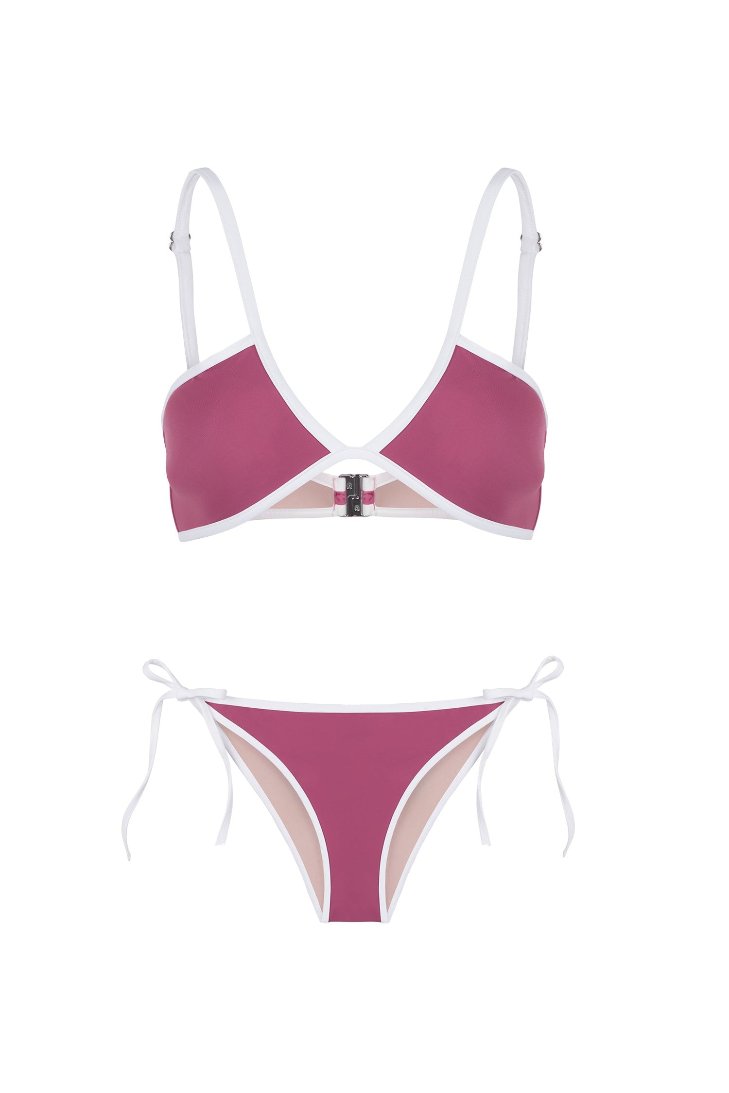 Straplez V Kesim Gül Kurusu Bikini Takım