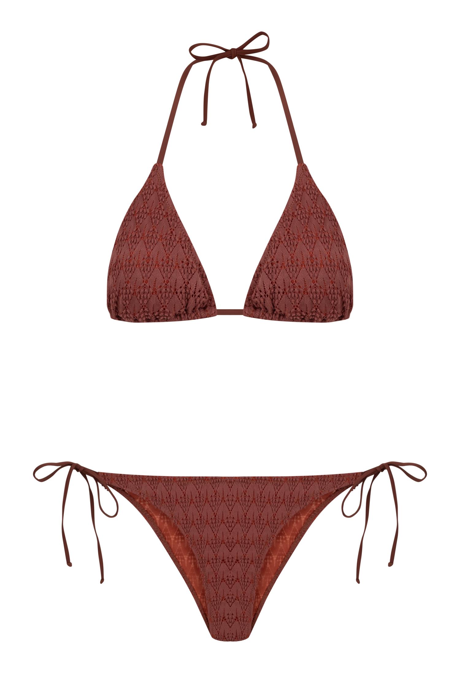 Tarçın Triko Üçgen Bikini Takım