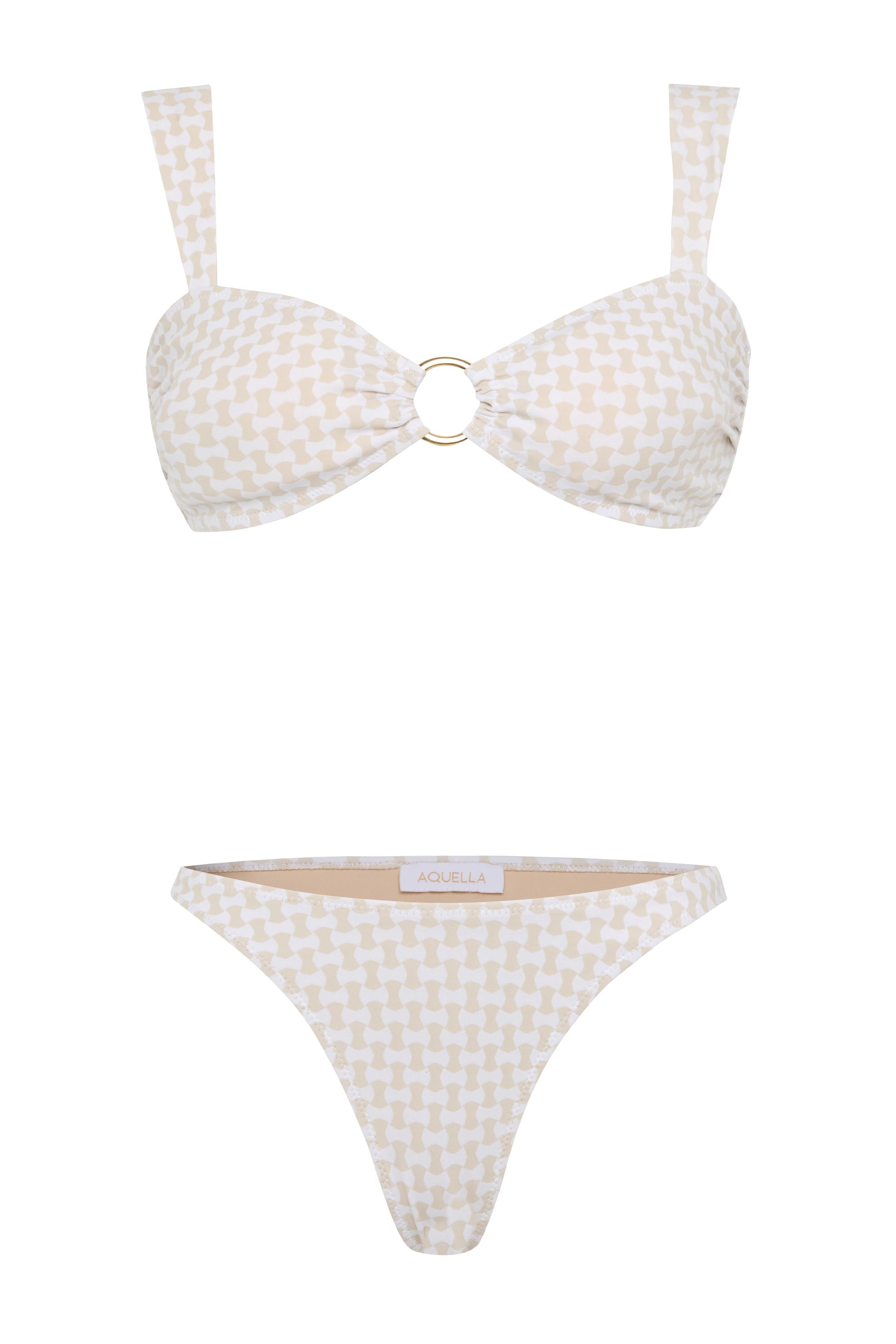 Tokalı Geniş Askılı Desenli Straplez Bikini
