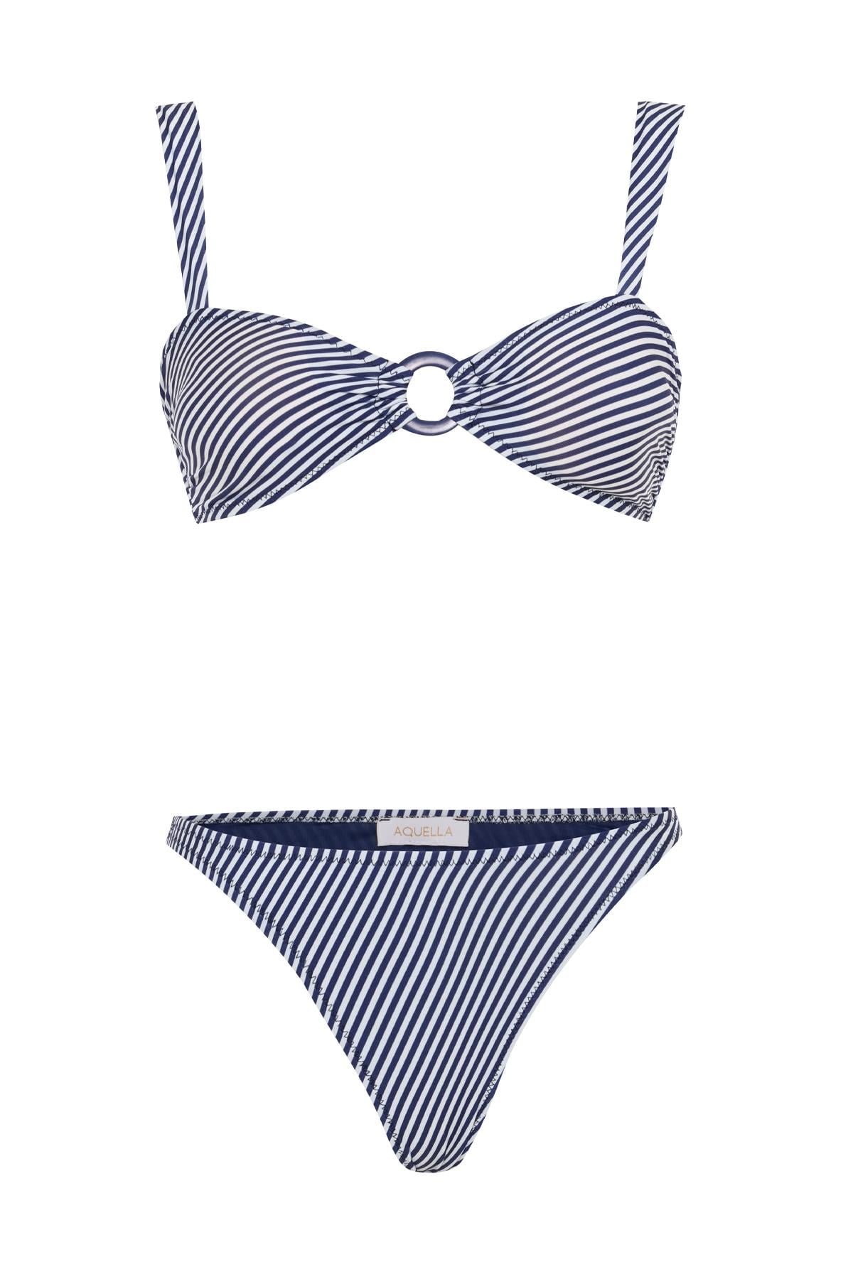 Tokalı Lacivert Straplez Bikini