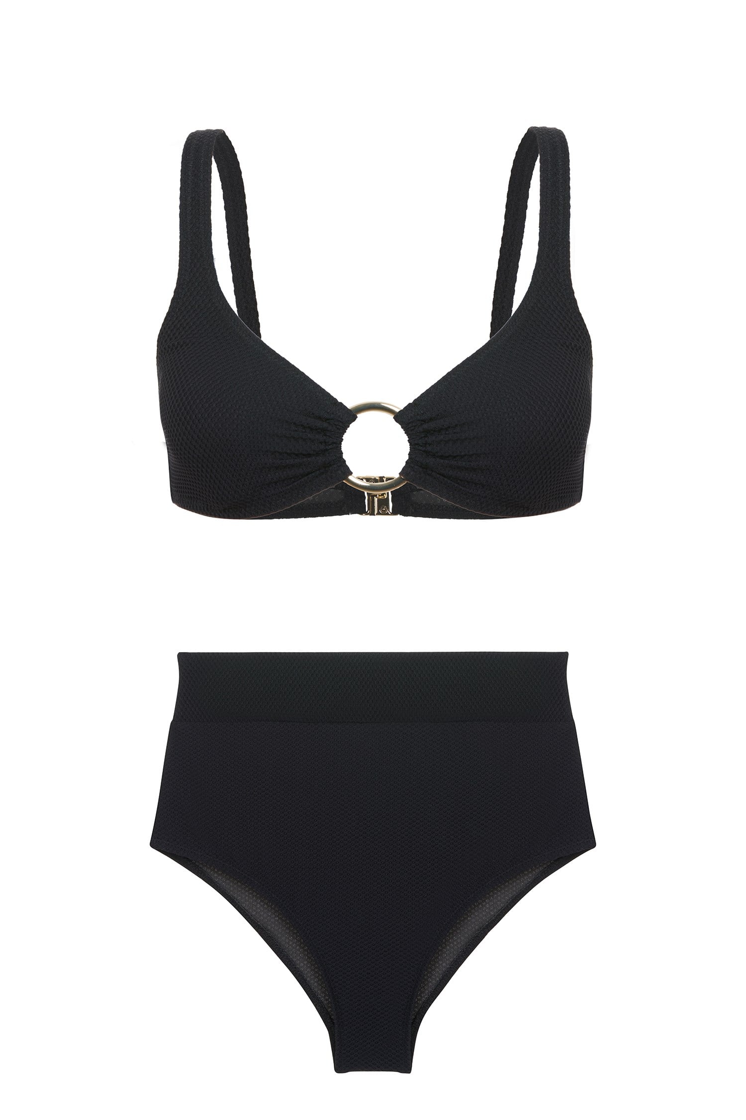 Tokalı Siyah Dokulu Nadide Bikini Takım