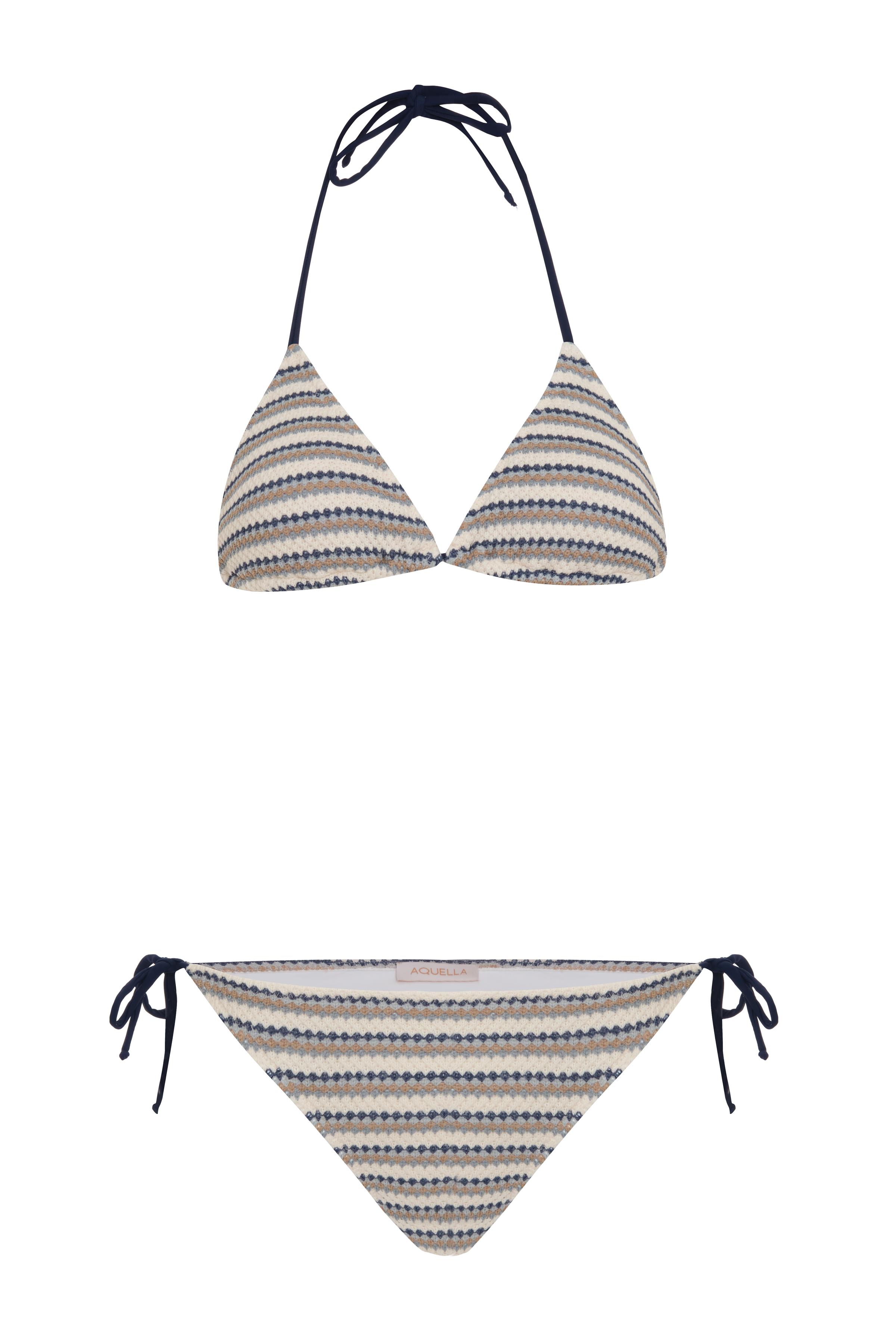 Triko Desenli Üçgen Bikini Takım