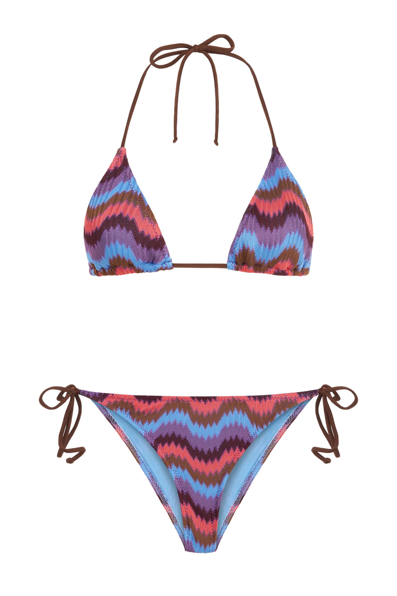 Triko Renkli Üçgen Bikini Takım