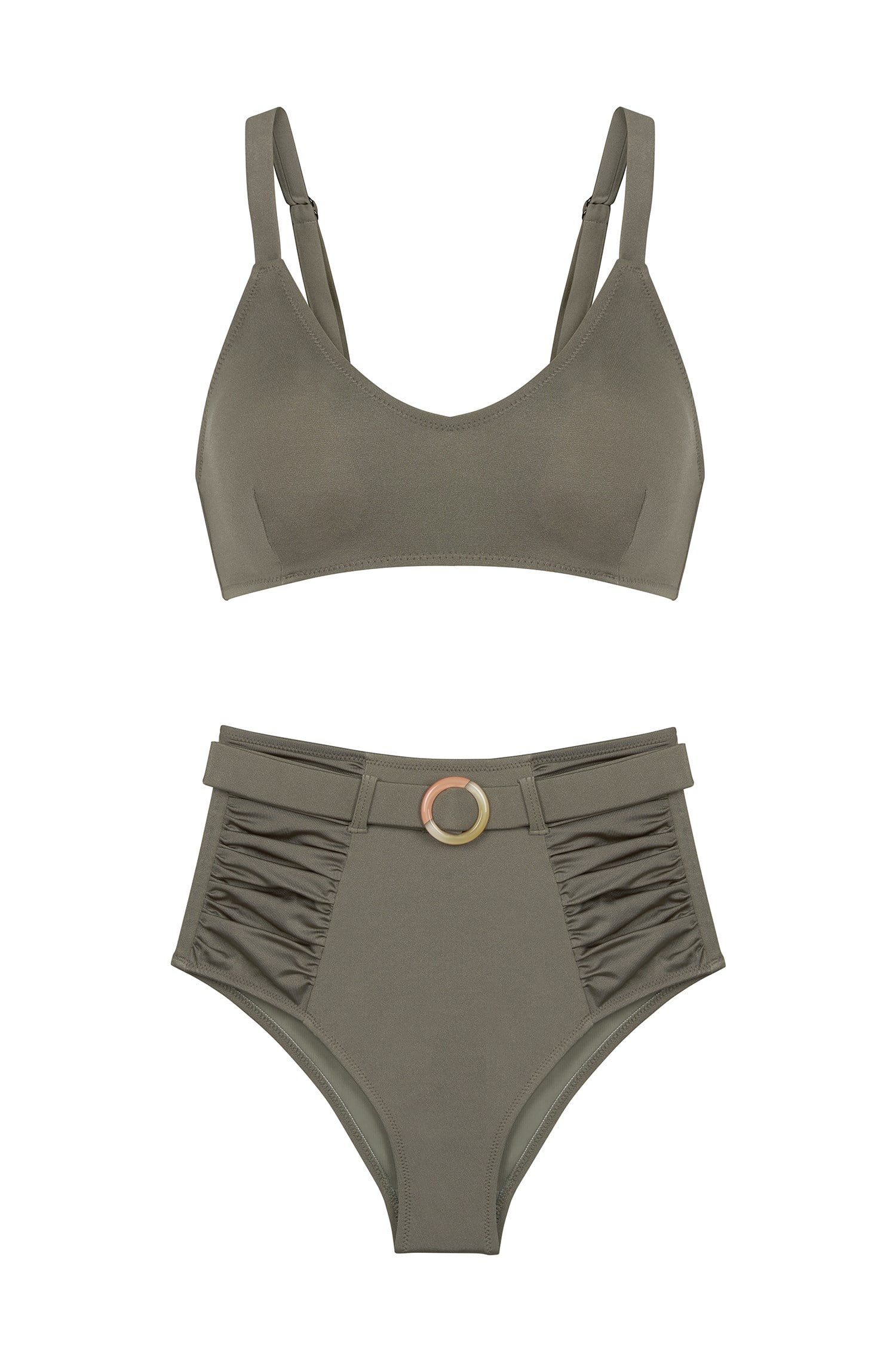 V  Kesim Açık Haki Bikini Takım