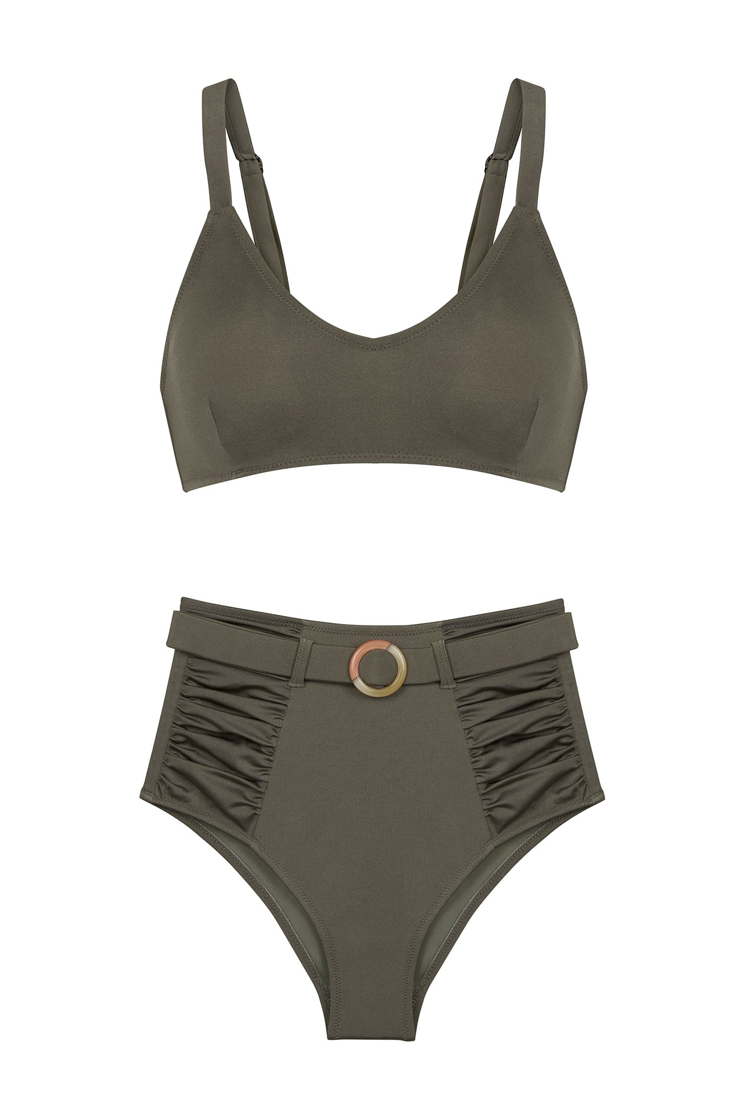V Kesim Haki Bikini Takım