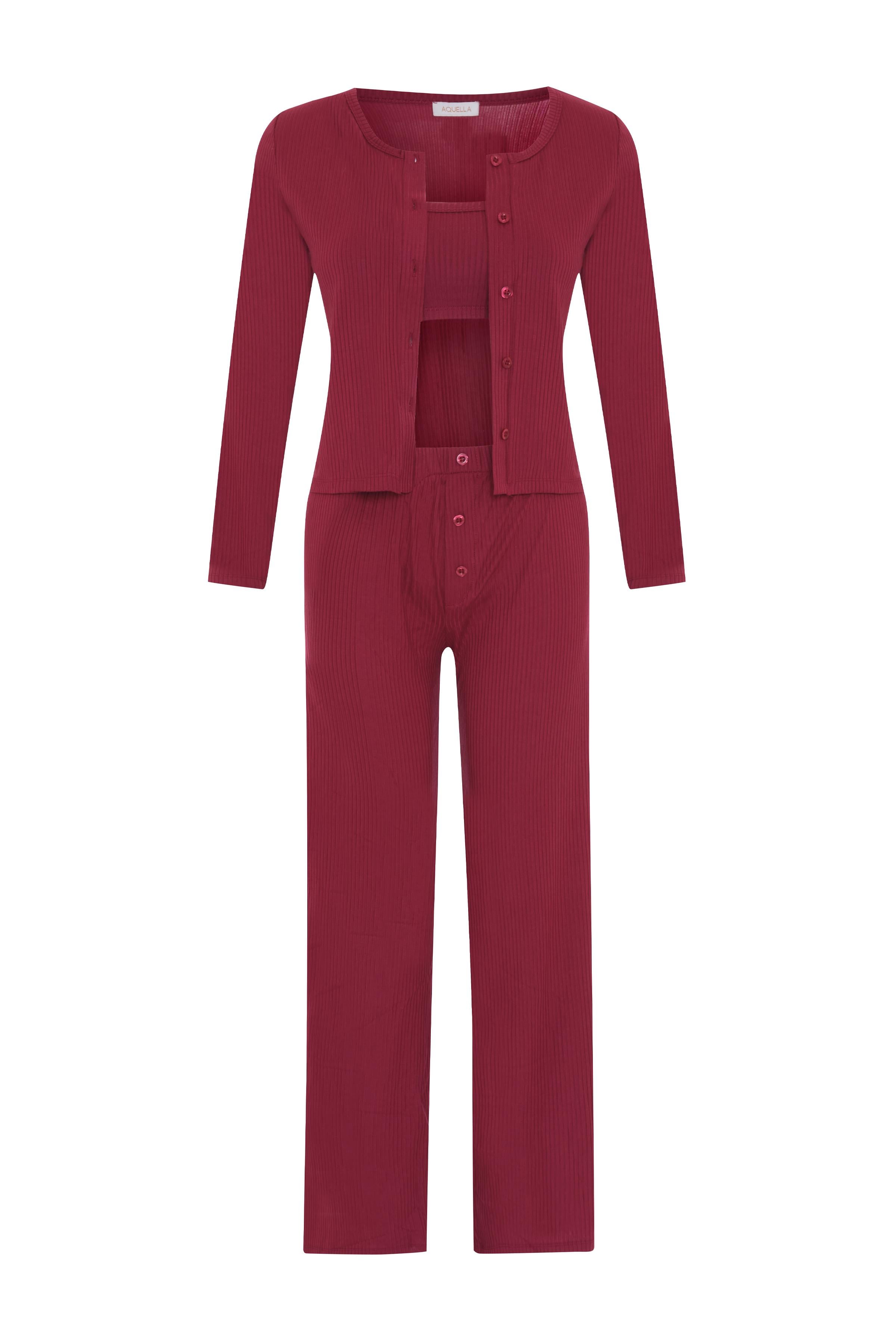Betsy Bordo 3 lü Pijama Takımı