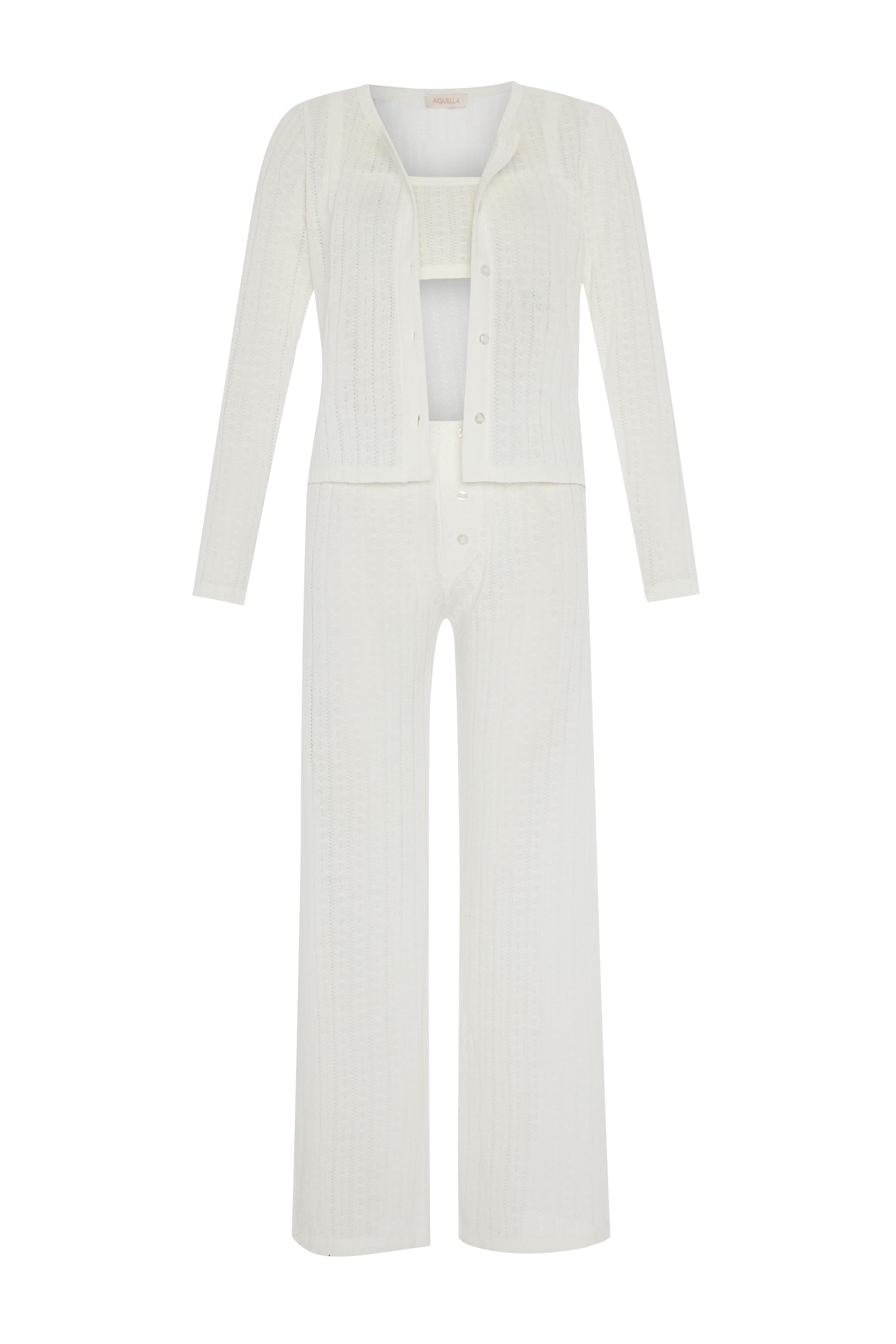 Betsy Dantel Triko Beyaz 3 lü Pijama Set