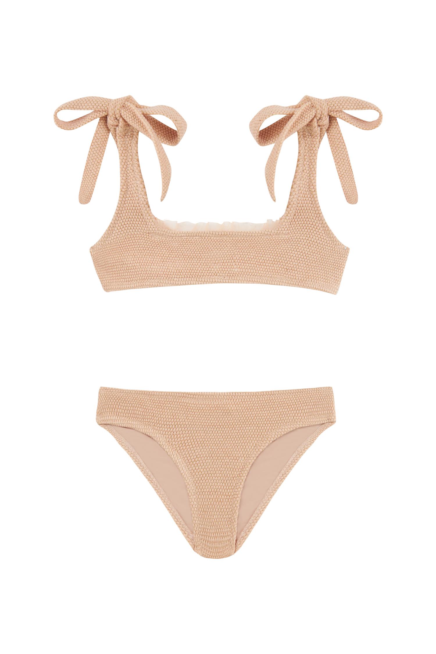 Kız Çocuk Fırfır Detaylı Bağcıklı Bikini Takım