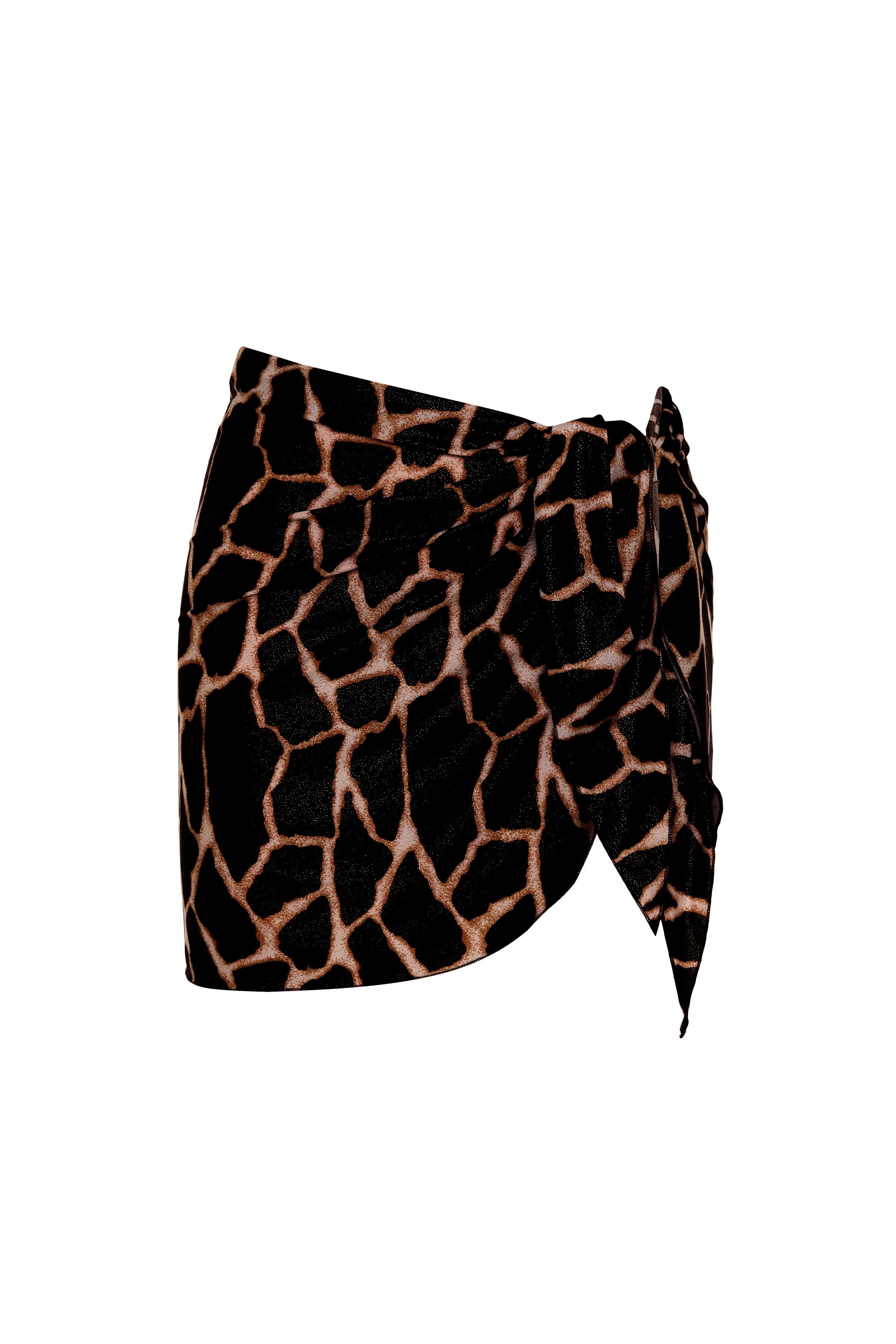 Siyah Leopar Desen Bağlamalı Pareo