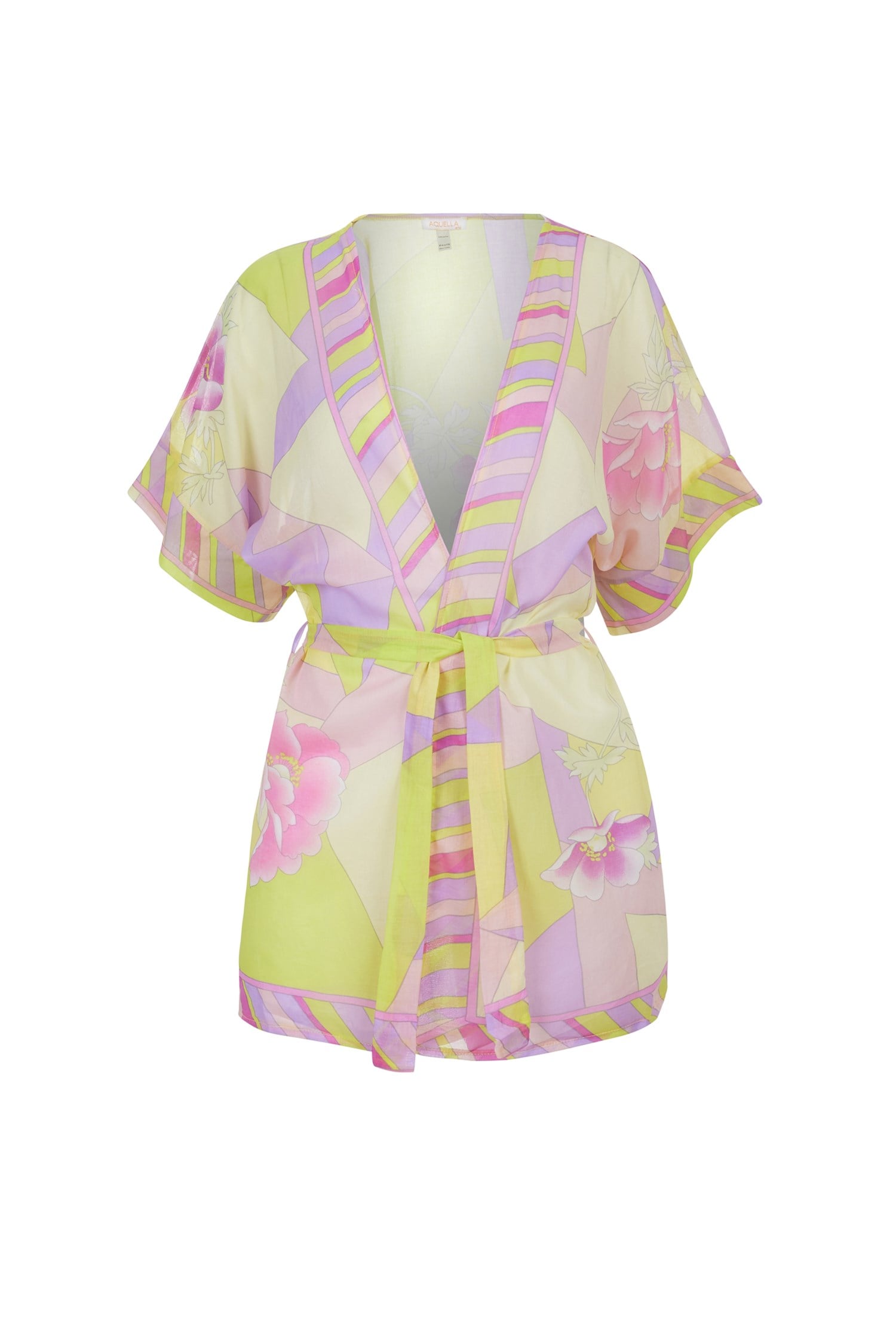 Desenli Renkli Kısa Kimono