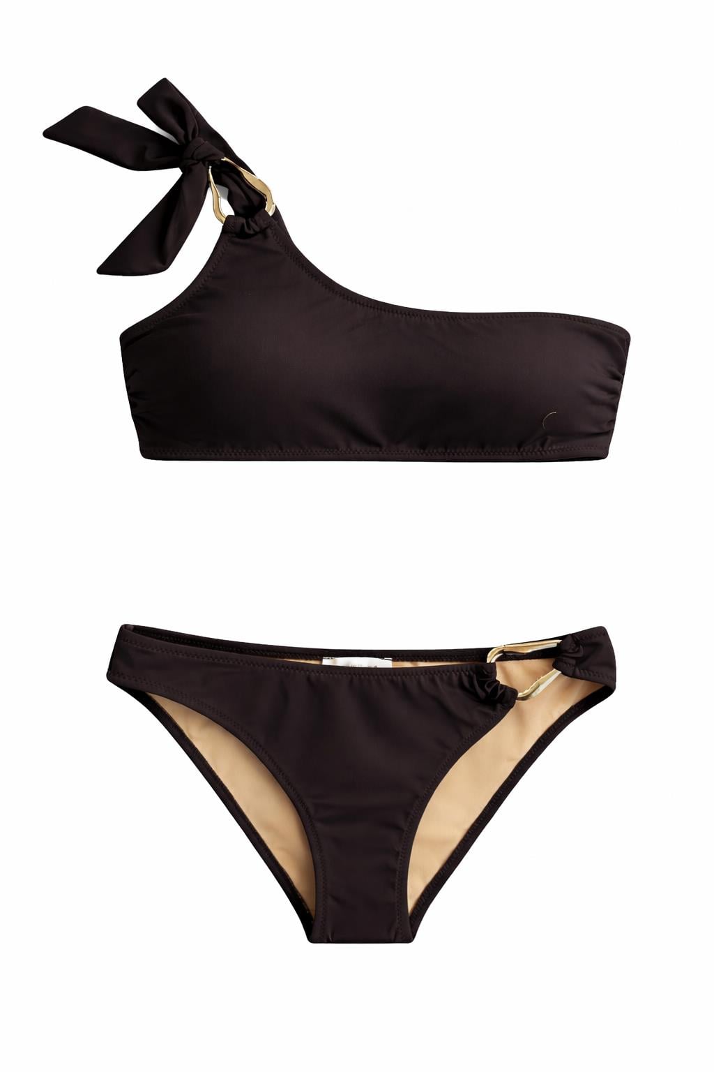 Aksesuarlı Acı Kahve Starplez Bikini Takım