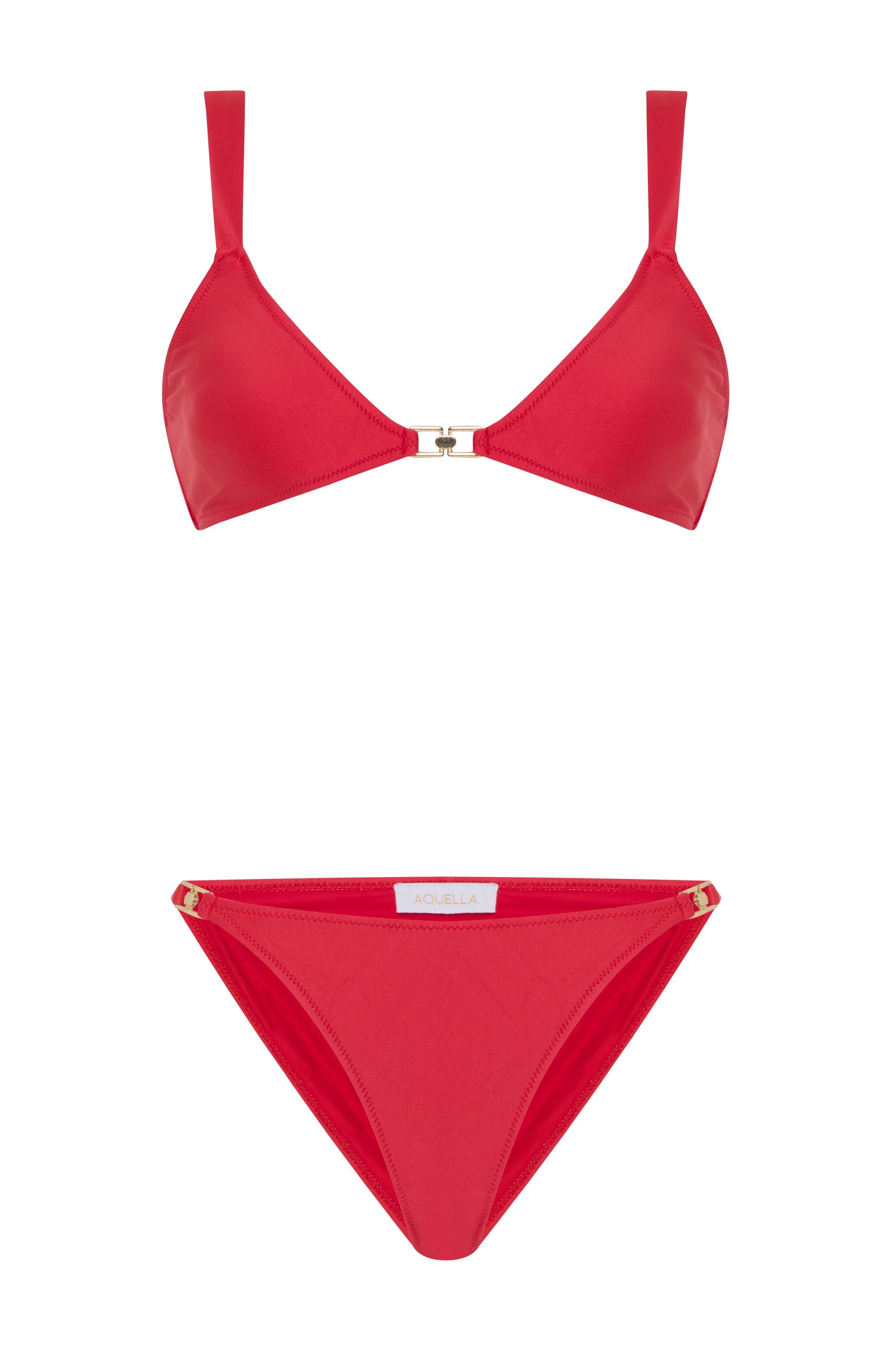 Aksesuarlı Fuşya Üçgen Bikini Takım