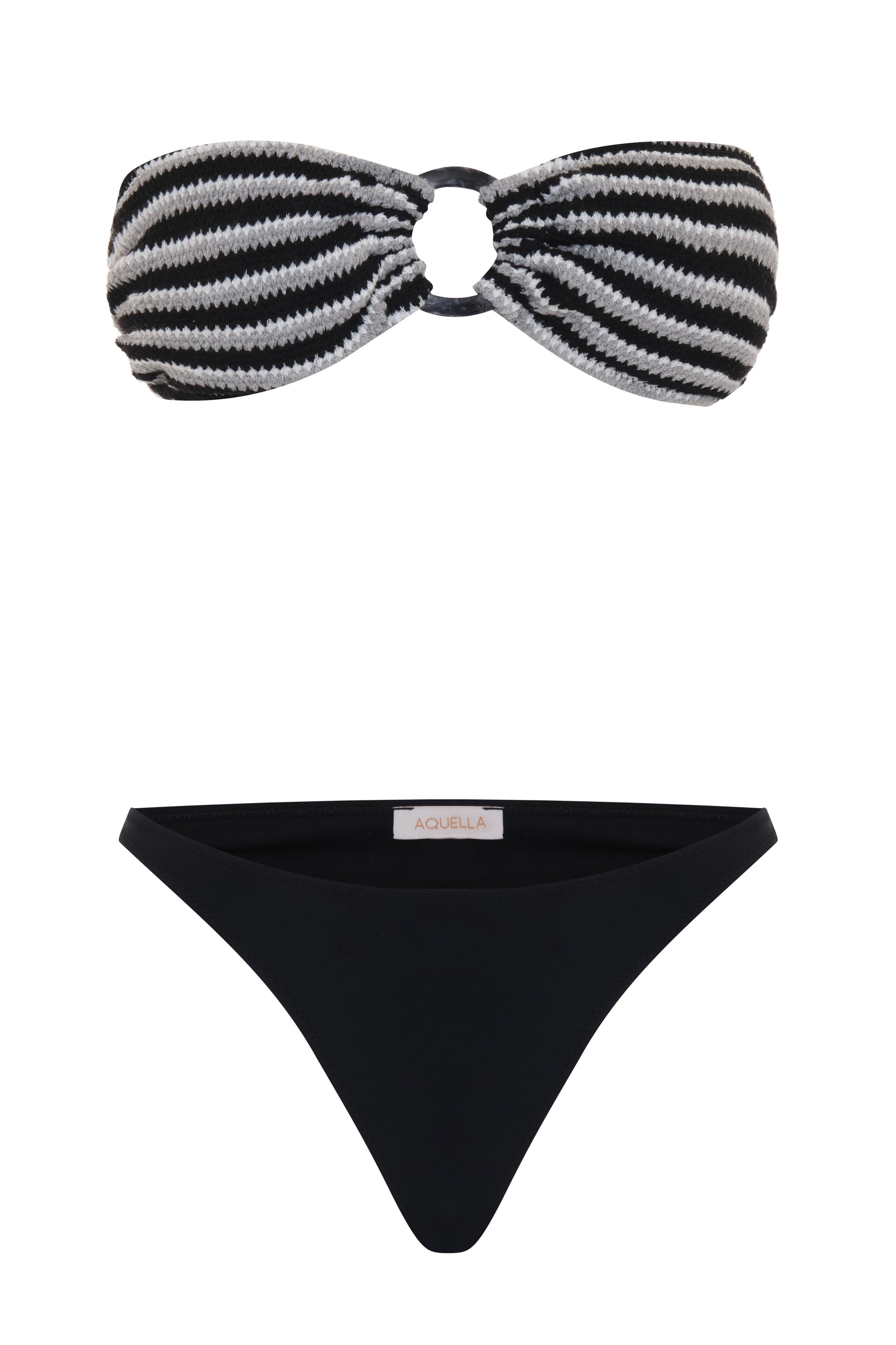 Aksesuarlı Triko Straplez Bikini Takım